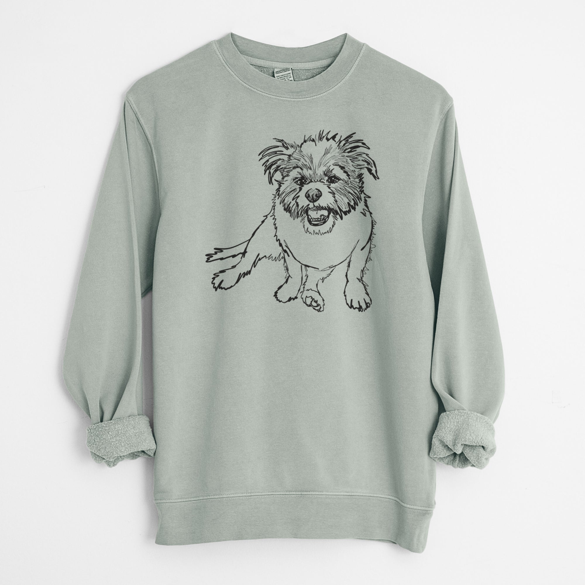 Doodled Jack the Shih Tzu Jack Russell Terrier Mix - Unisex Pigment Dyed Crew Sweatshirt