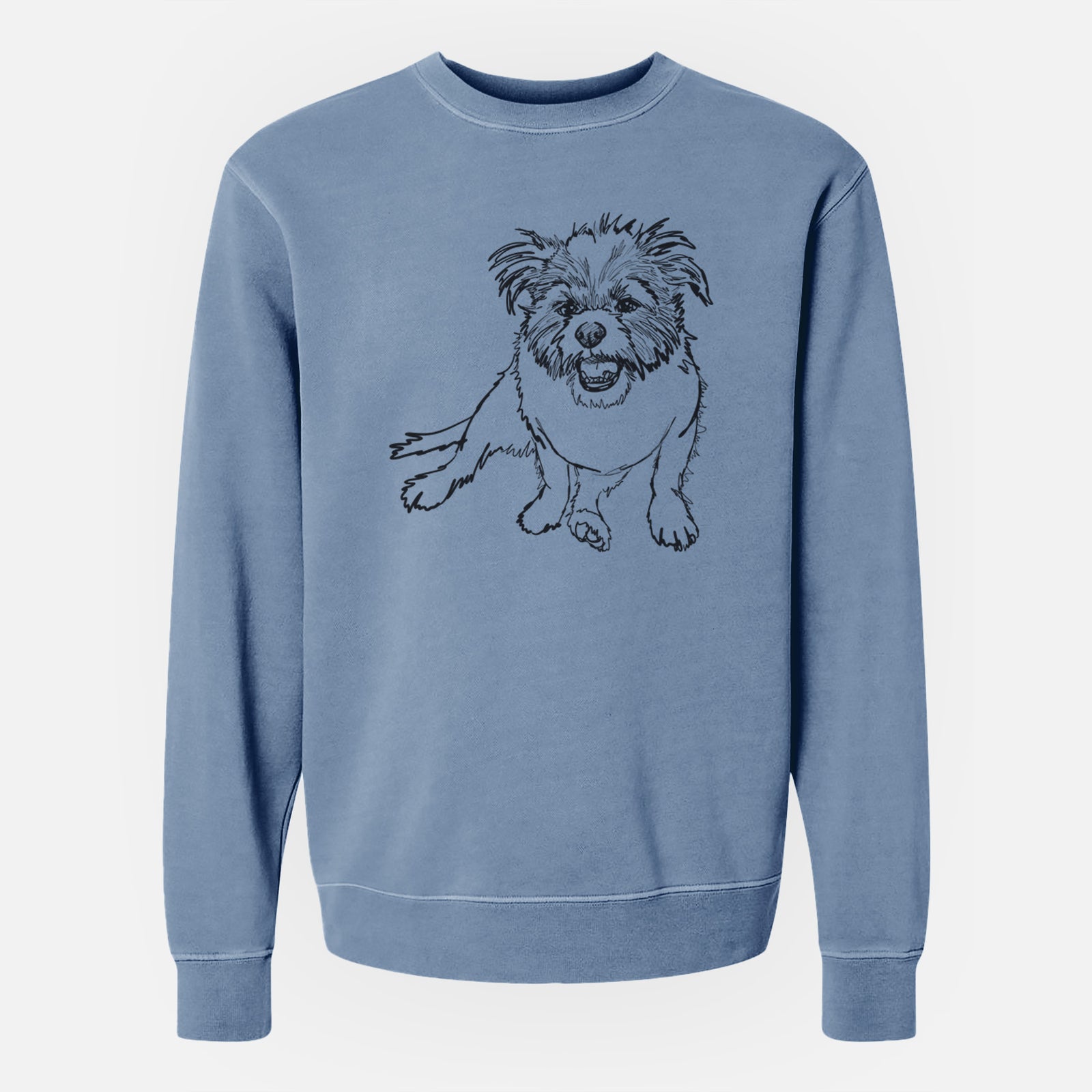 Doodled Jack the Shih Tzu Jack Russell Terrier Mix - Unisex Pigment Dyed Crew Sweatshirt