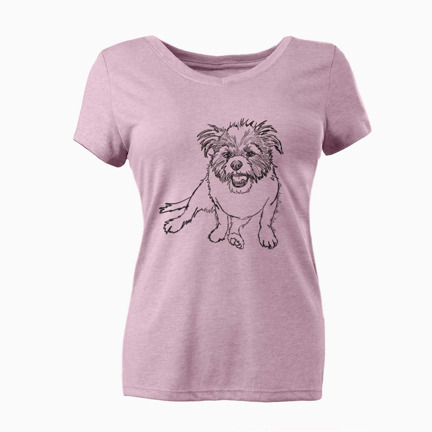 Doodled Jack the Shih Tzu Jack Russell Terrier Mix - Women's V-neck Shirt