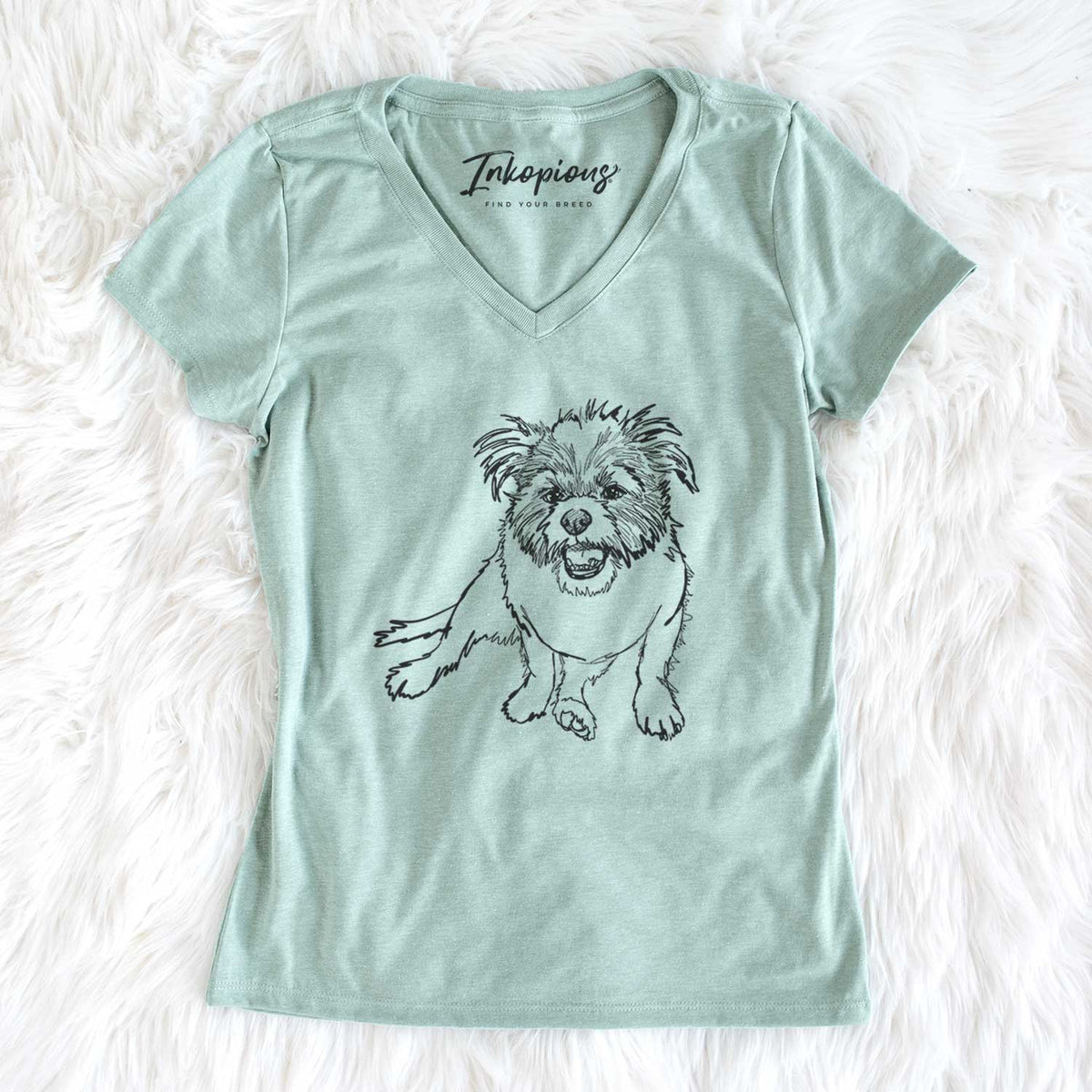 Doodled Jack the Shih Tzu Jack Russell Terrier Mix - Women&#39;s V-neck Shirt