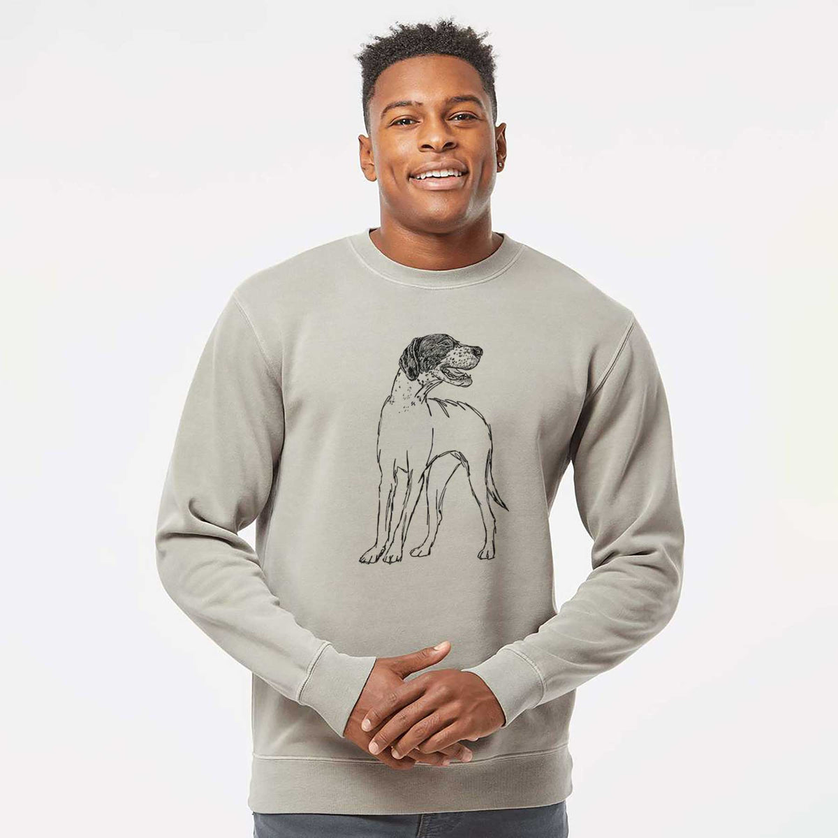 Doodled Jade the English Pointer - Unisex Pigment Dyed Crew Sweatshirt
