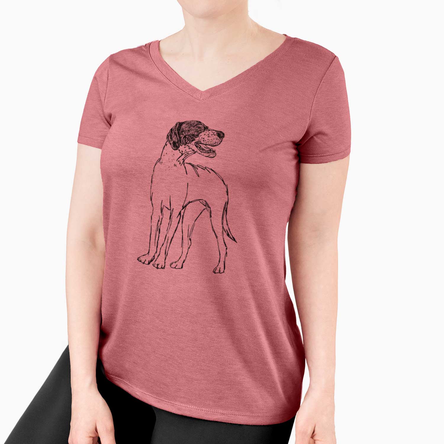 Doodled Jade the English Pointer - Women's V-neck Shirt