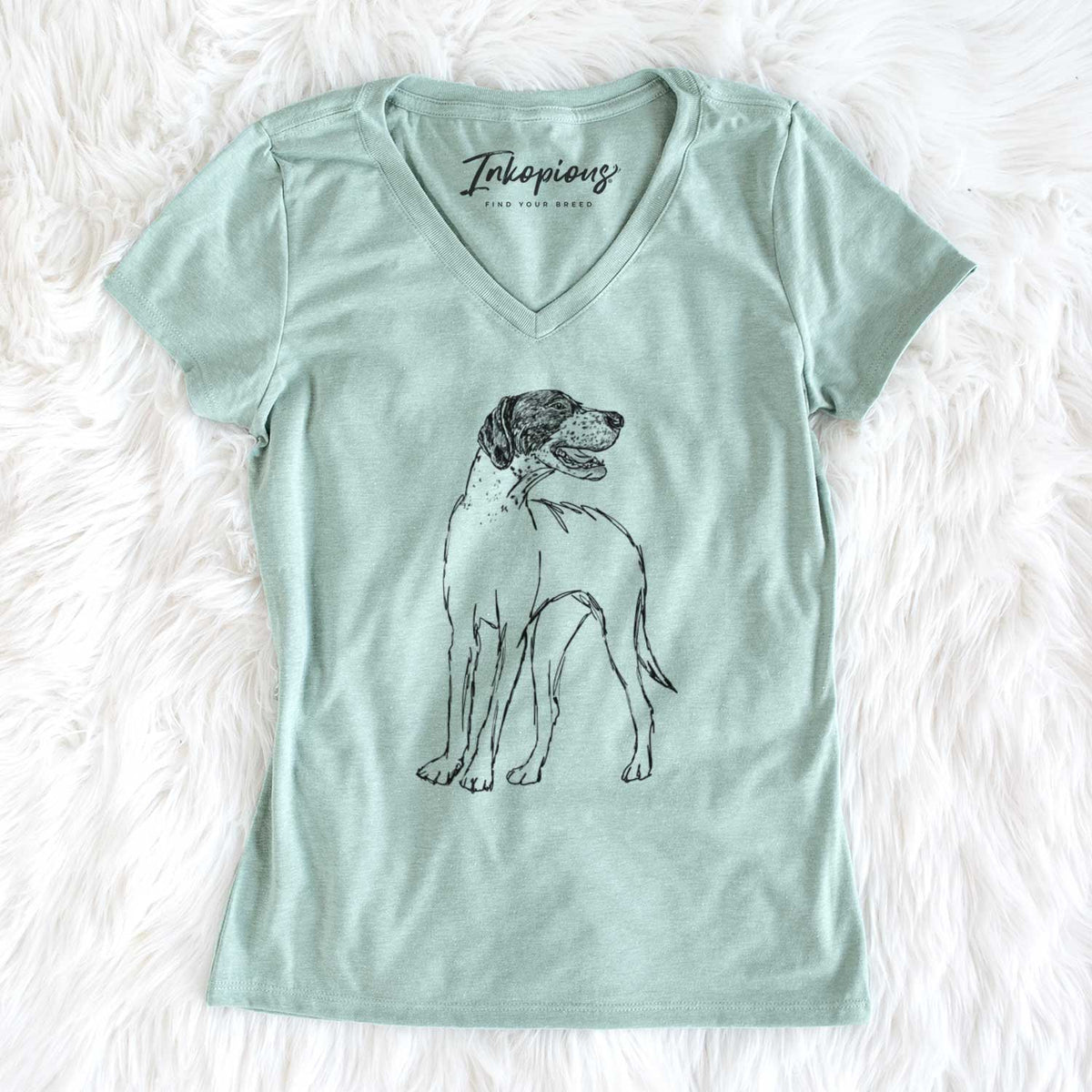 Doodled Jade the English Pointer - Women's V-neck Shirt