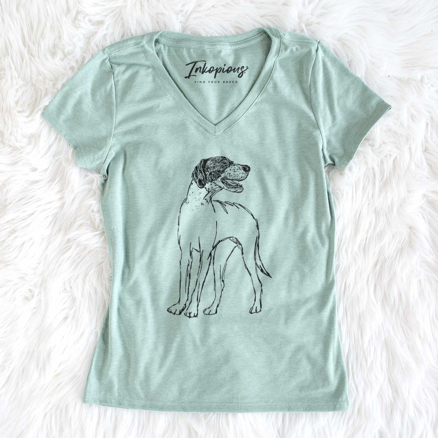 Doodled Jade the English Pointer - Women's V-neck Shirt