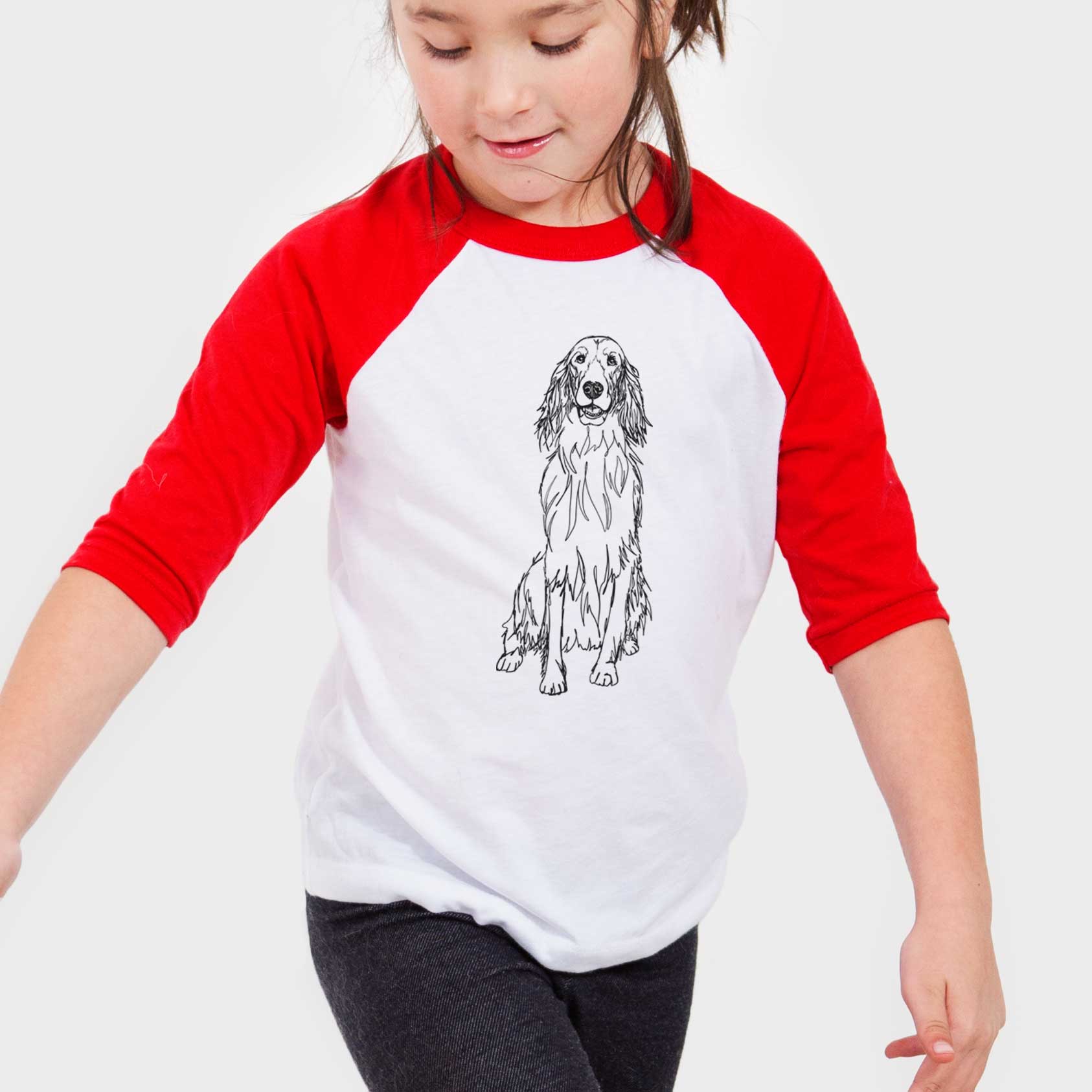 Doodled Jagger the Irish Setter - Youth 3/4 Long Sleeve