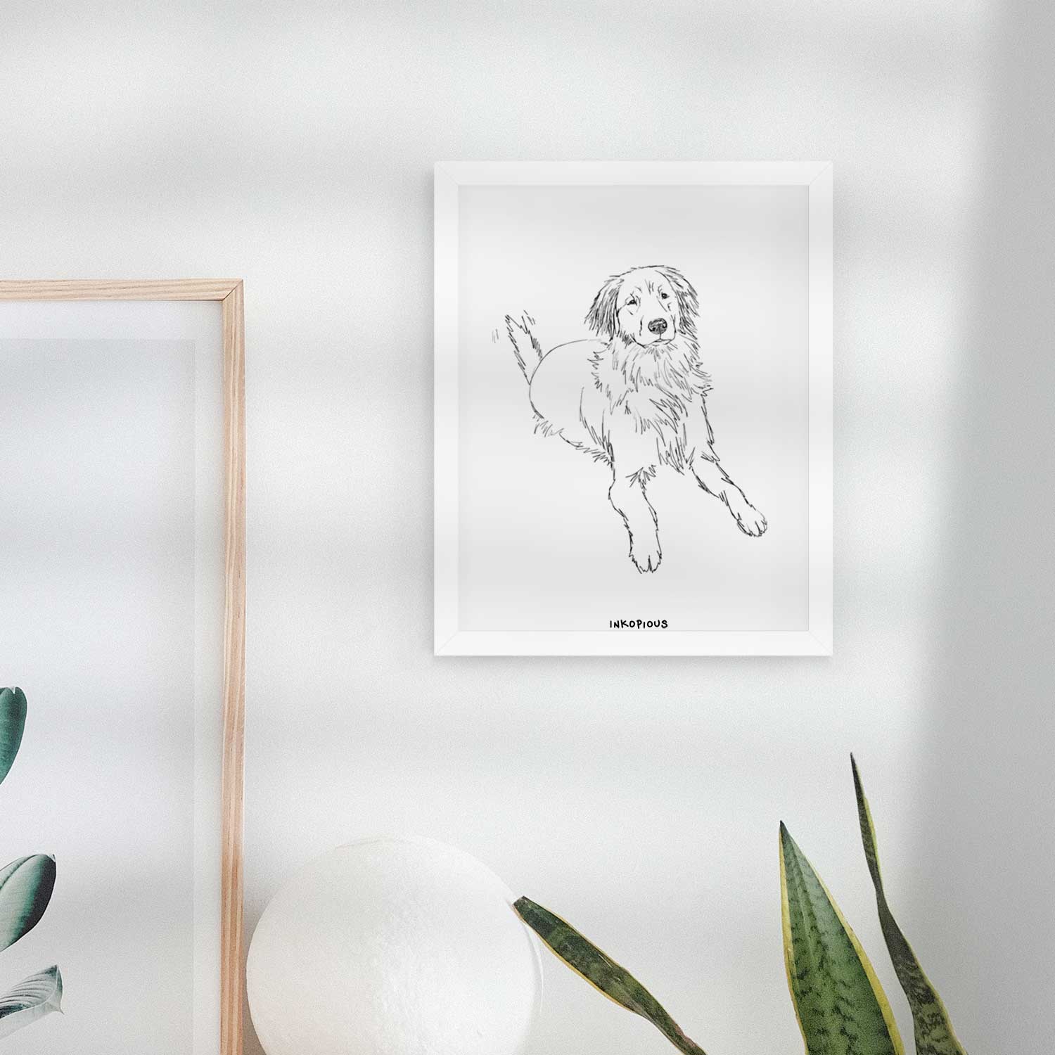 Doodled Jakearoni the Golden Retriever Art Print
