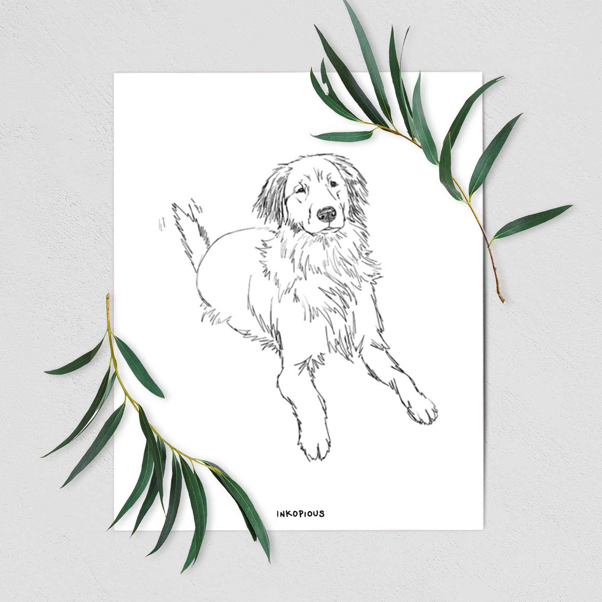 Doodled Jakearoni the Golden Retriever Art Print