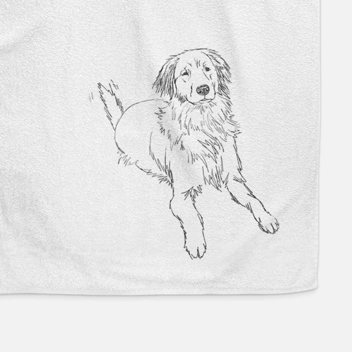 Doodled Jakearoni the Golden Retriever Decorative Hand Towel