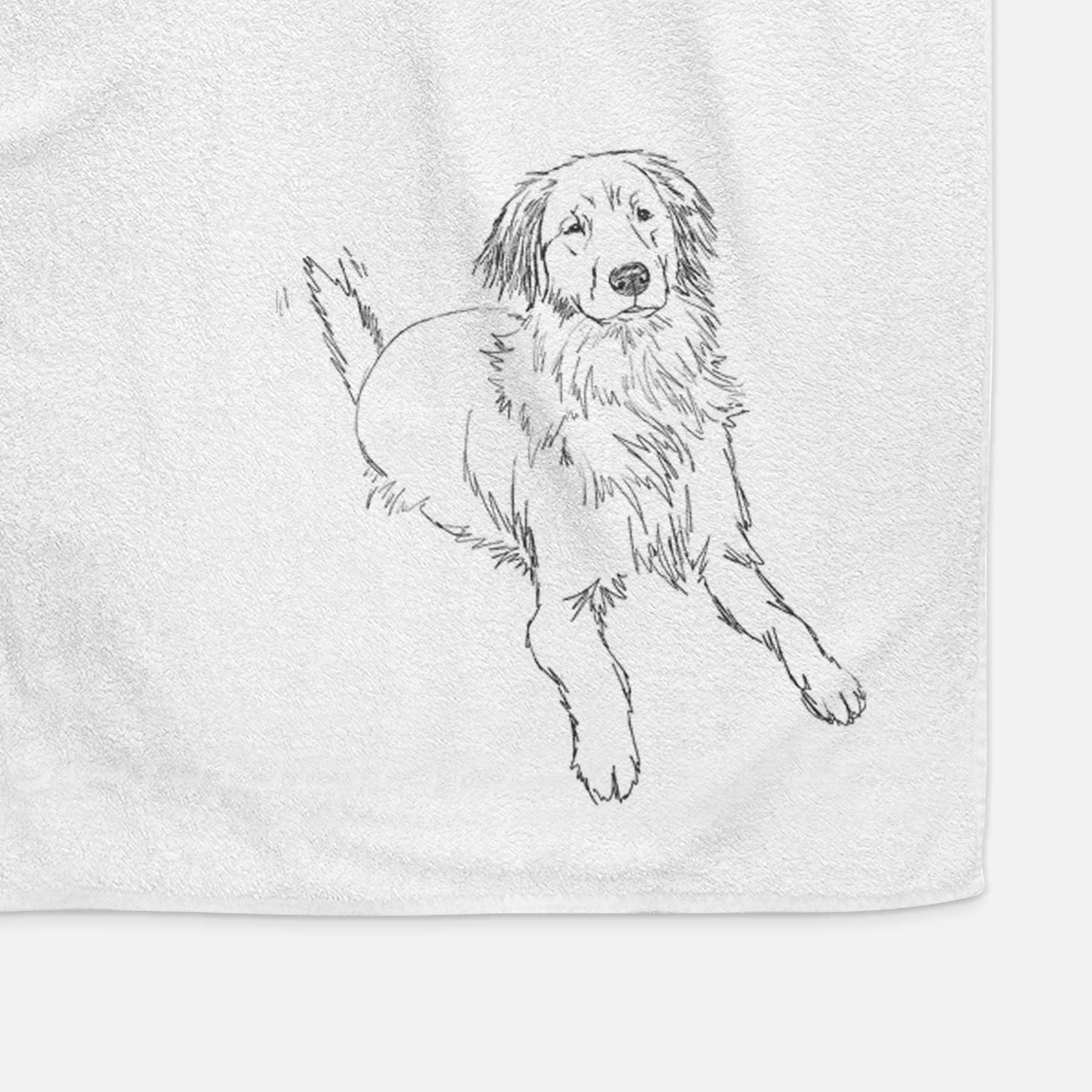 Doodled Jakearoni the Golden Retriever Decorative Hand Towel