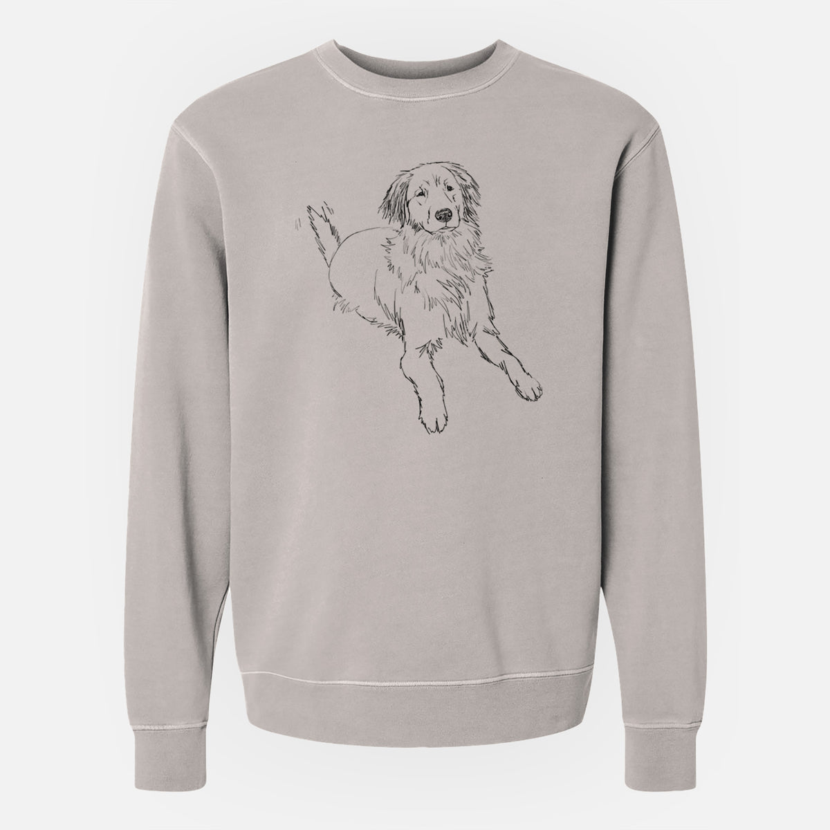 Doodled Jakearoni the Golden Retriever - Unisex Pigment Dyed Crew Sweatshirt