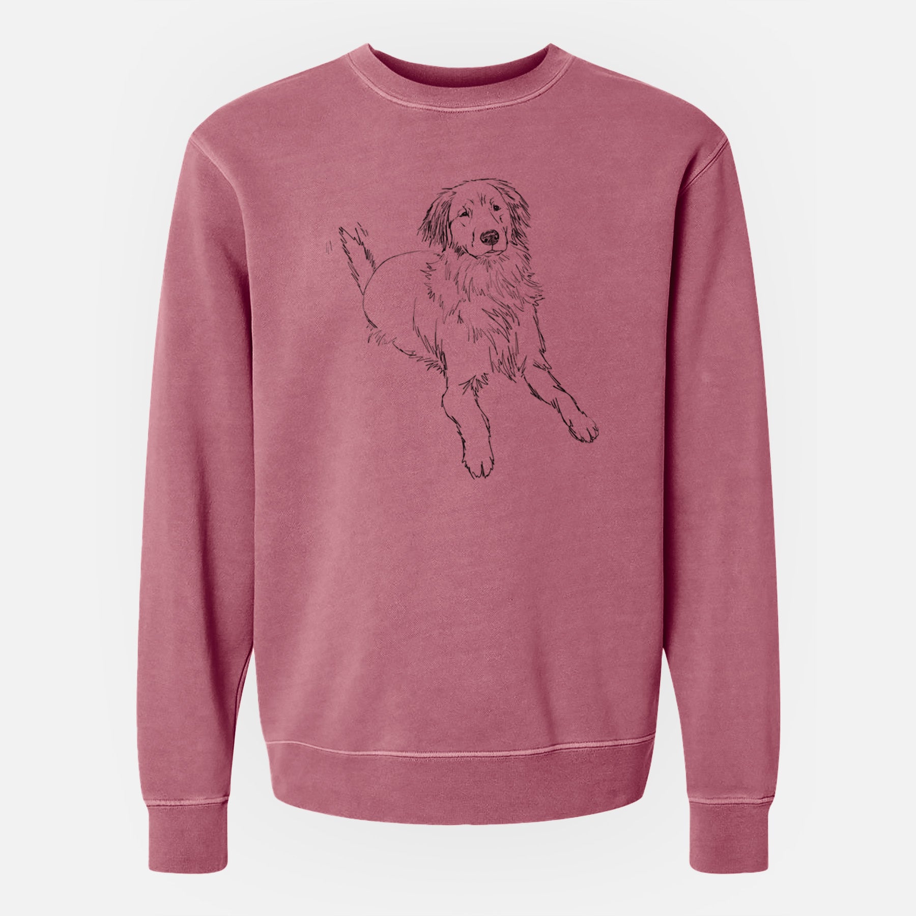Doodled Jakearoni the Golden Retriever - Unisex Pigment Dyed Crew Sweatshirt