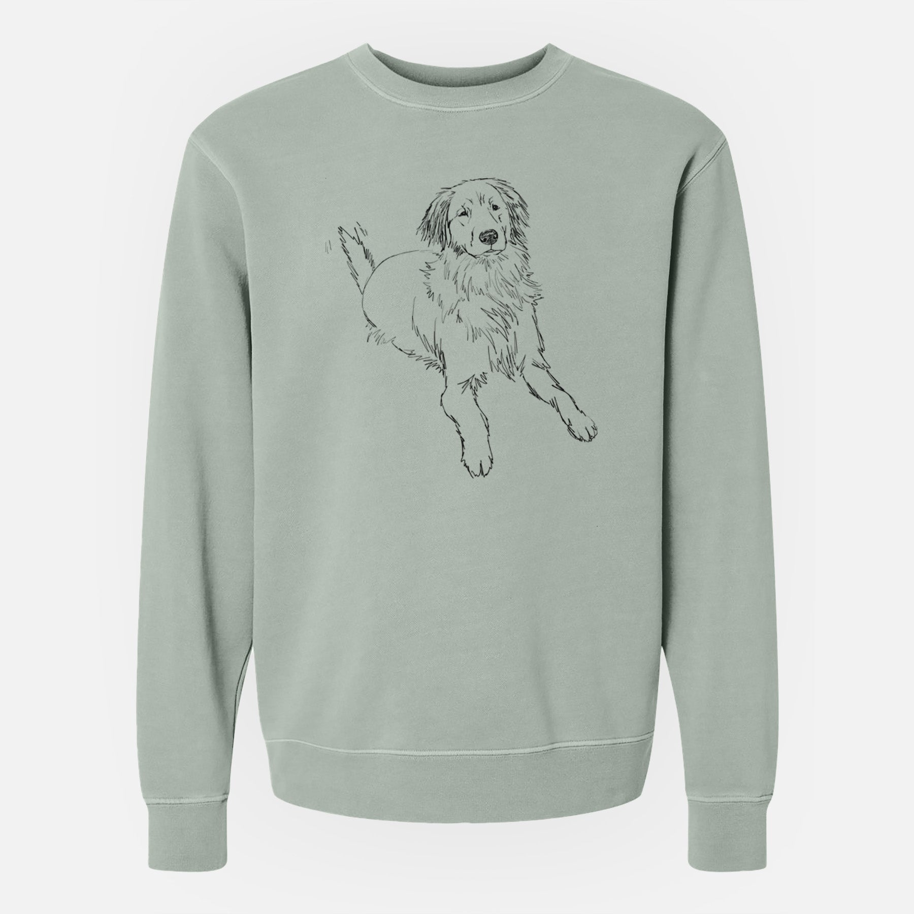 Doodled Jakearoni the Golden Retriever - Unisex Pigment Dyed Crew Sweatshirt