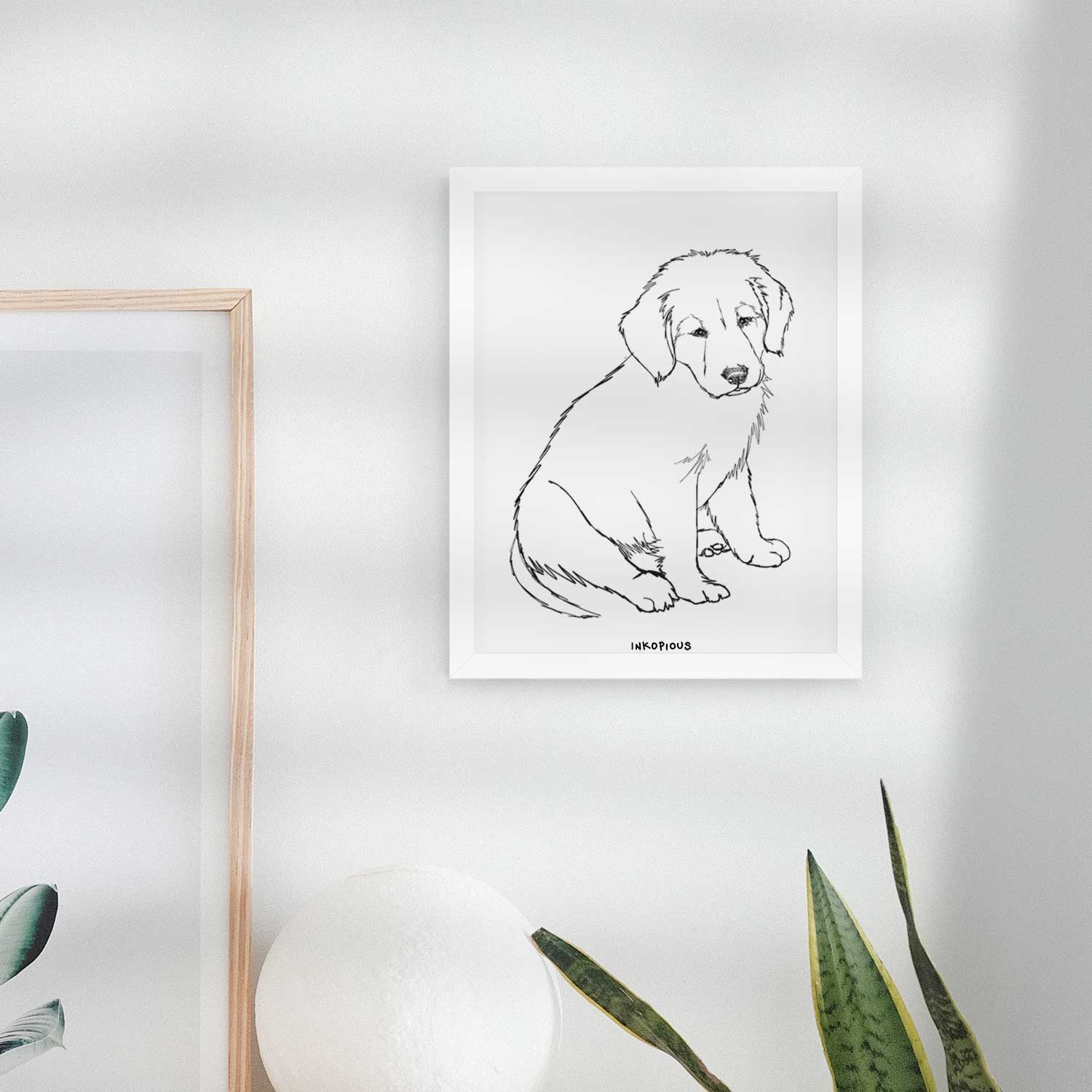 Doodled Jakearoni the Golden Retriever Puppy Art Print