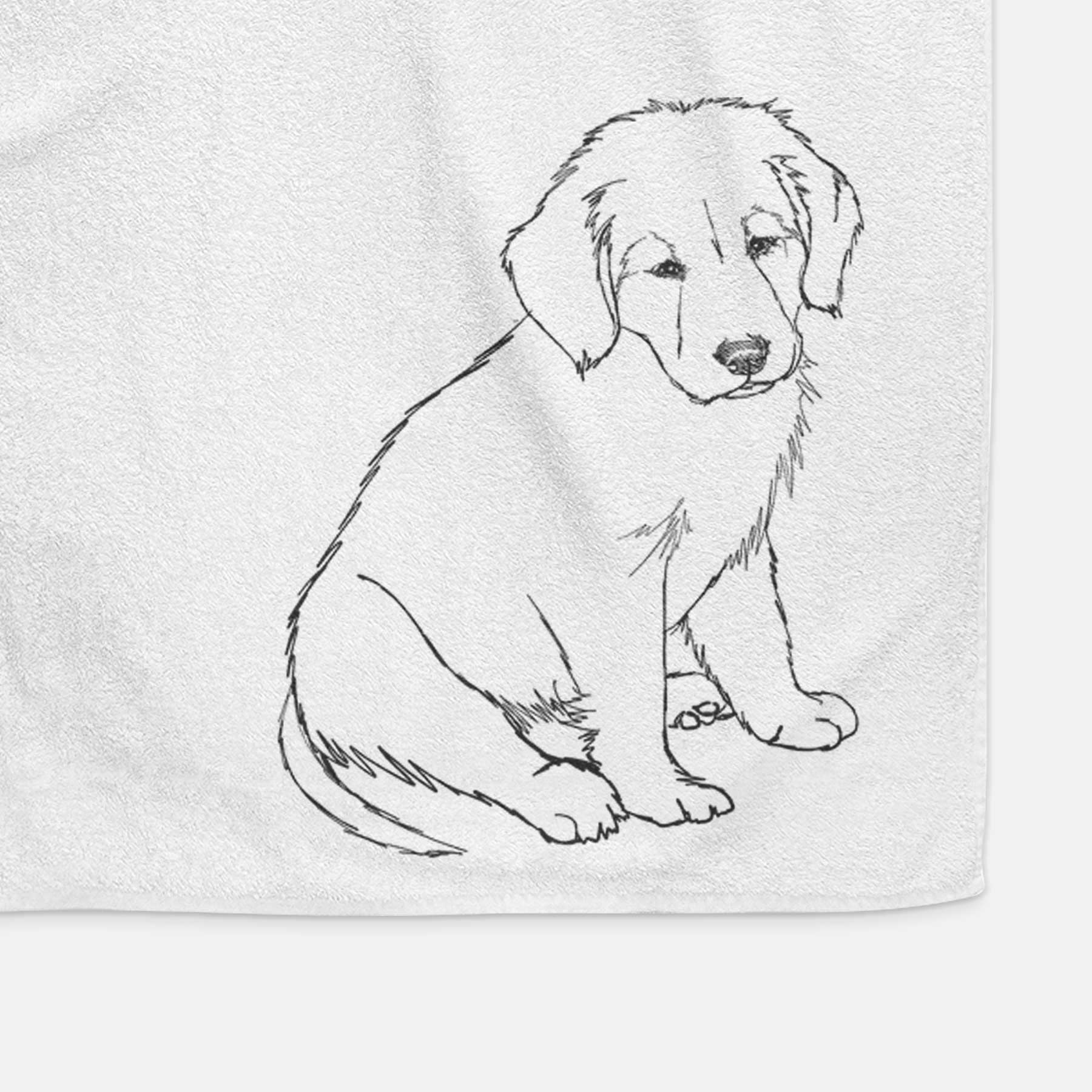 Doodled Jakearoni the Golden Retriever Puppy Decorative Hand Towel