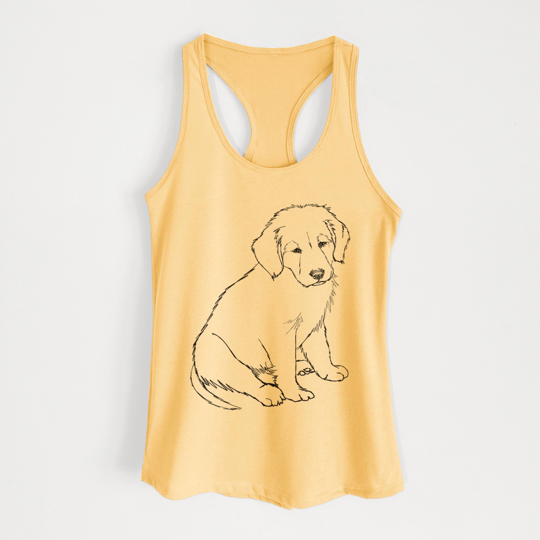 Doodled Jakearoni the Golden Retriever Puppy - Women's Racerback Tanktop