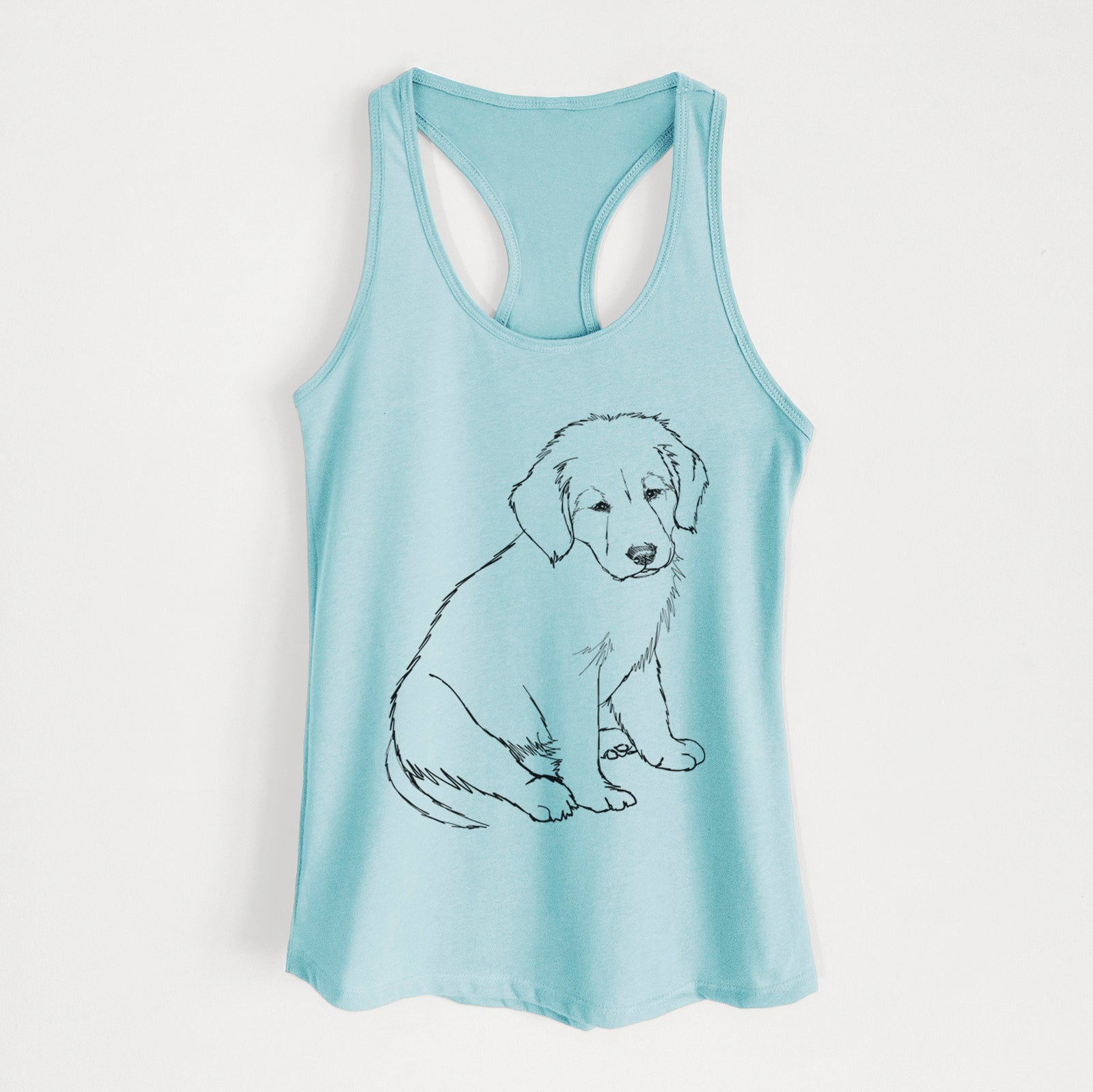 Doodled Jakearoni the Golden Retriever Puppy - Women's Racerback Tanktop