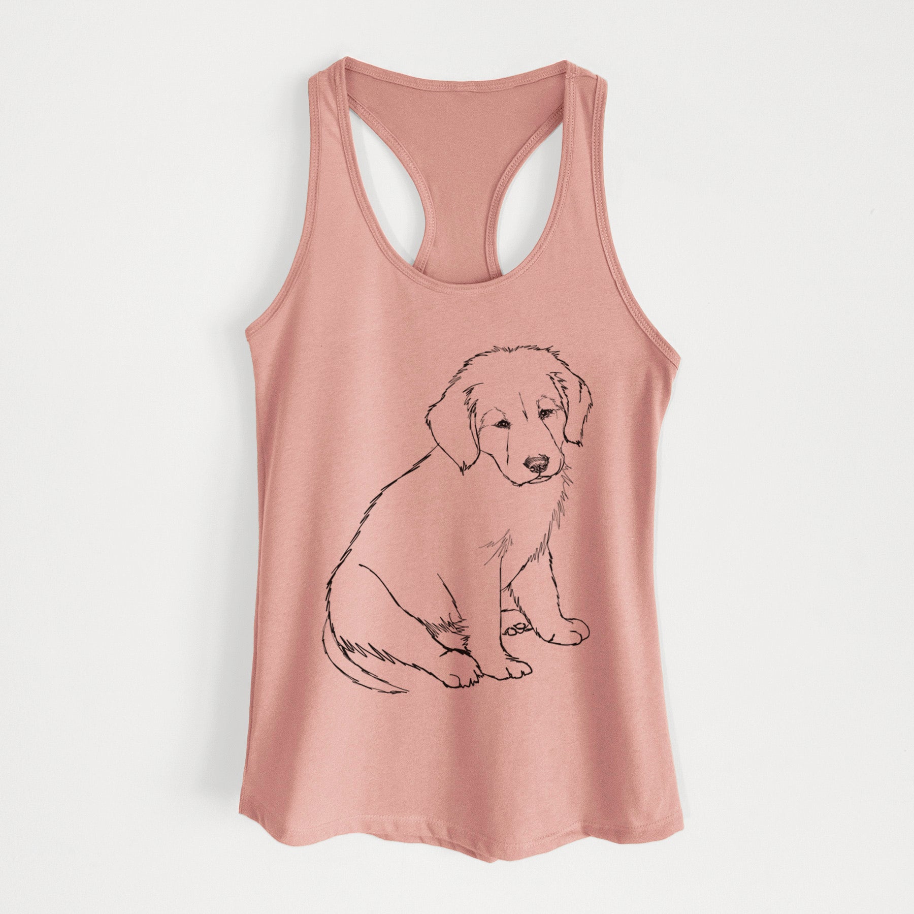 Doodled Jakearoni the Golden Retriever Puppy - Women's Racerback Tanktop