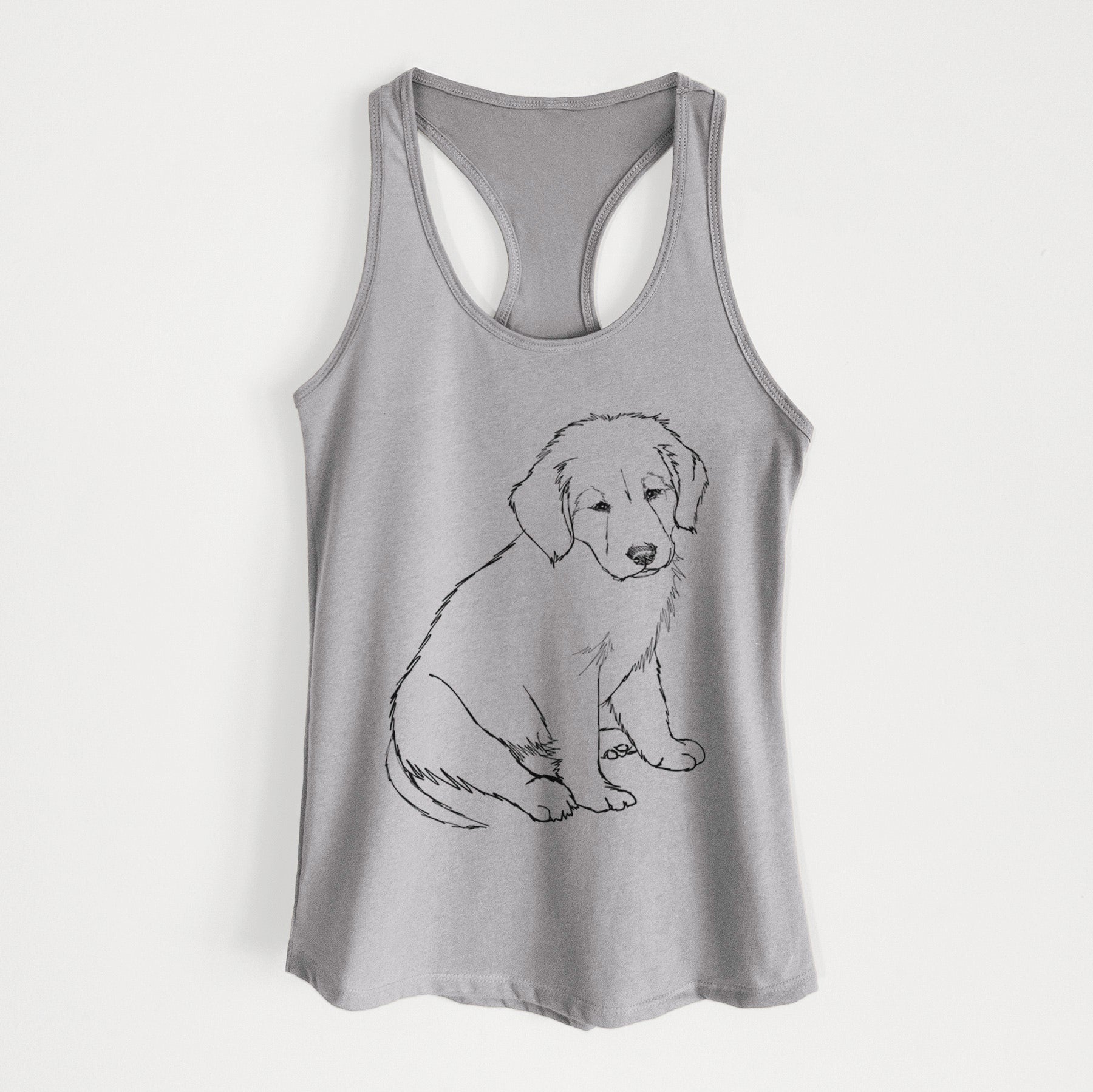 Doodled Jakearoni the Golden Retriever Puppy - Women's Racerback Tanktop