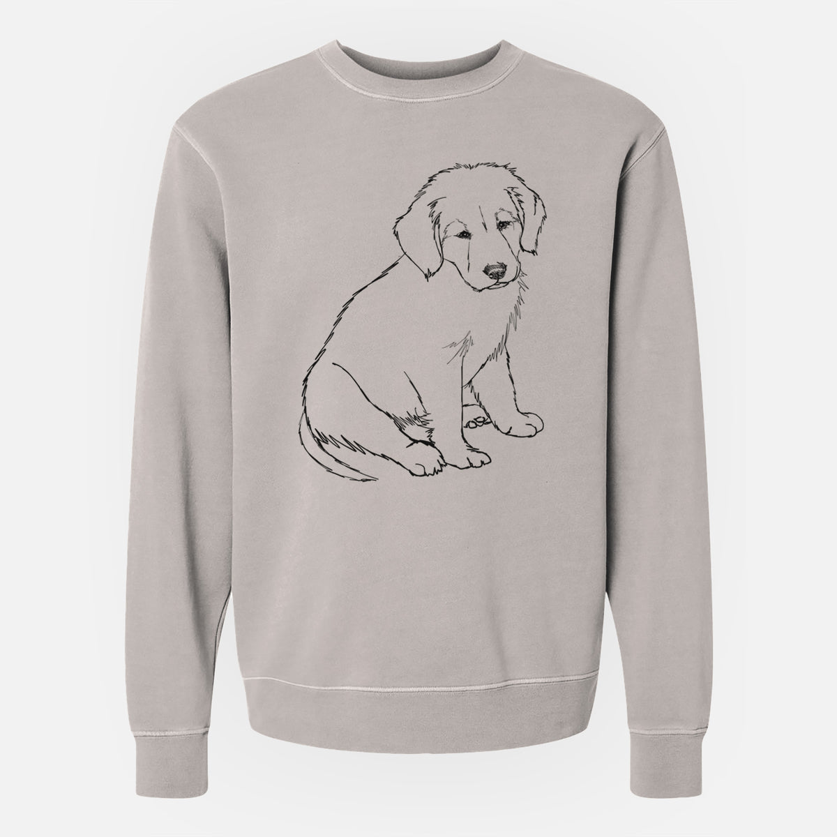 Doodled Jakearoni the Golden Retriever Puppy - Unisex Pigment Dyed Crew Sweatshirt