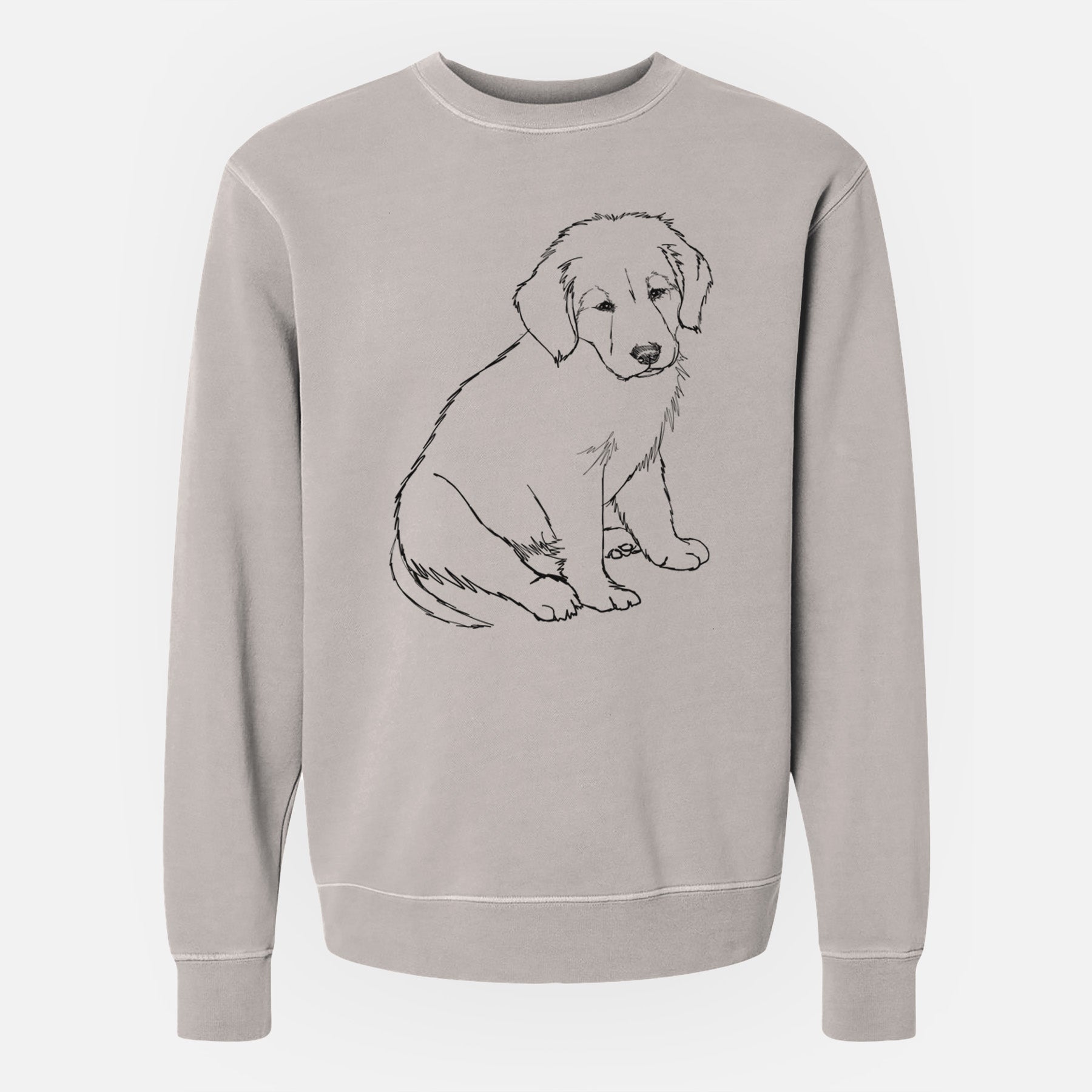 Doodled Jakearoni the Golden Retriever Puppy - Unisex Pigment Dyed Crew Sweatshirt