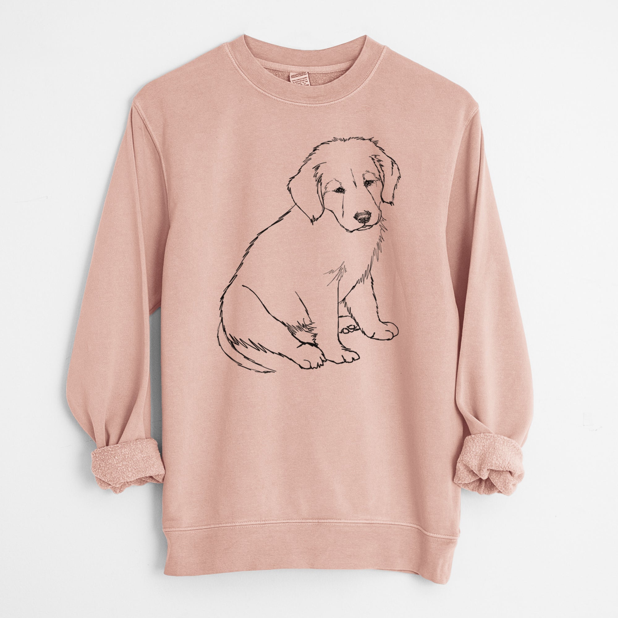 Doodled Jakearoni the Golden Retriever Puppy - Unisex Pigment Dyed Crew Sweatshirt