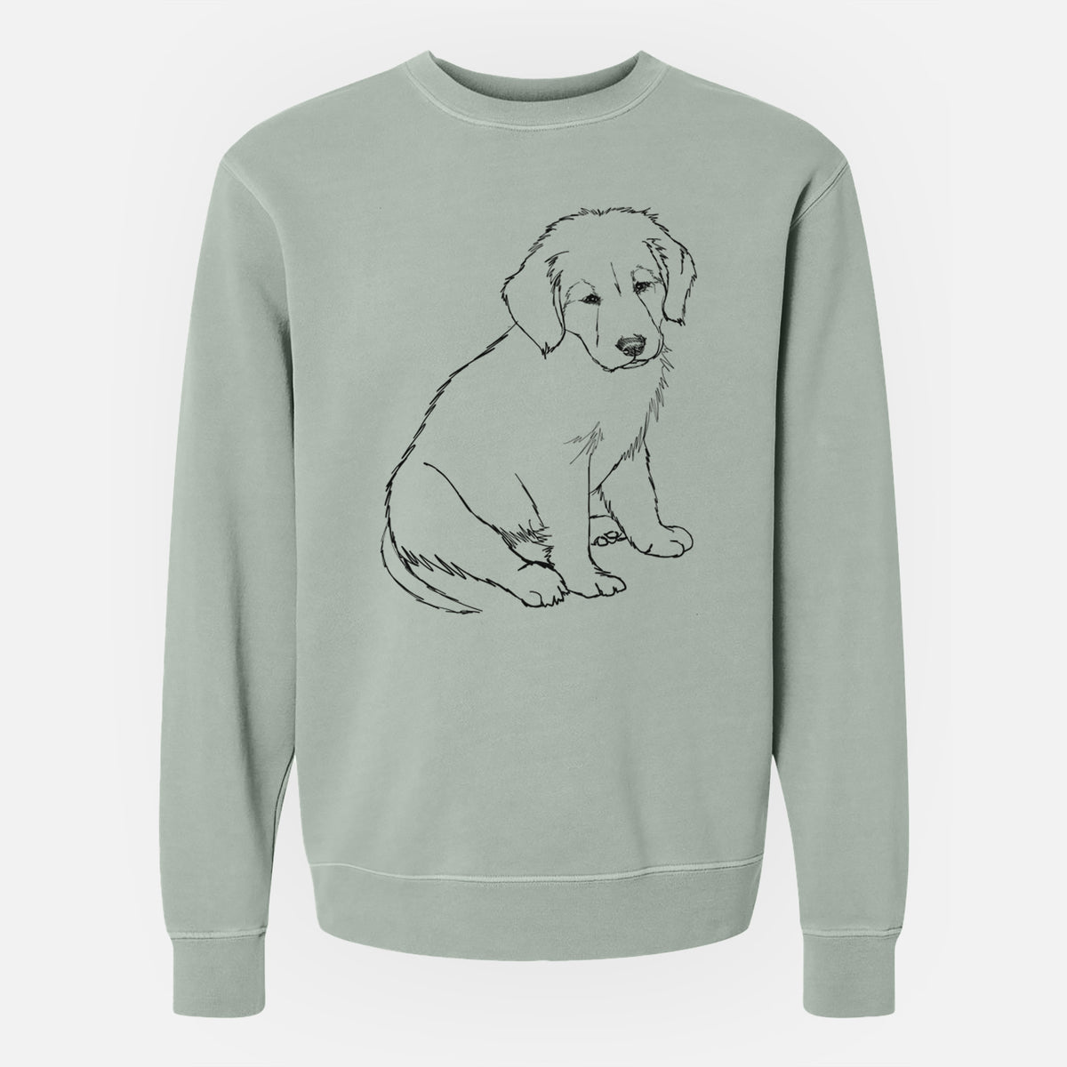 Doodled Jakearoni the Golden Retriever Puppy - Unisex Pigment Dyed Crew Sweatshirt