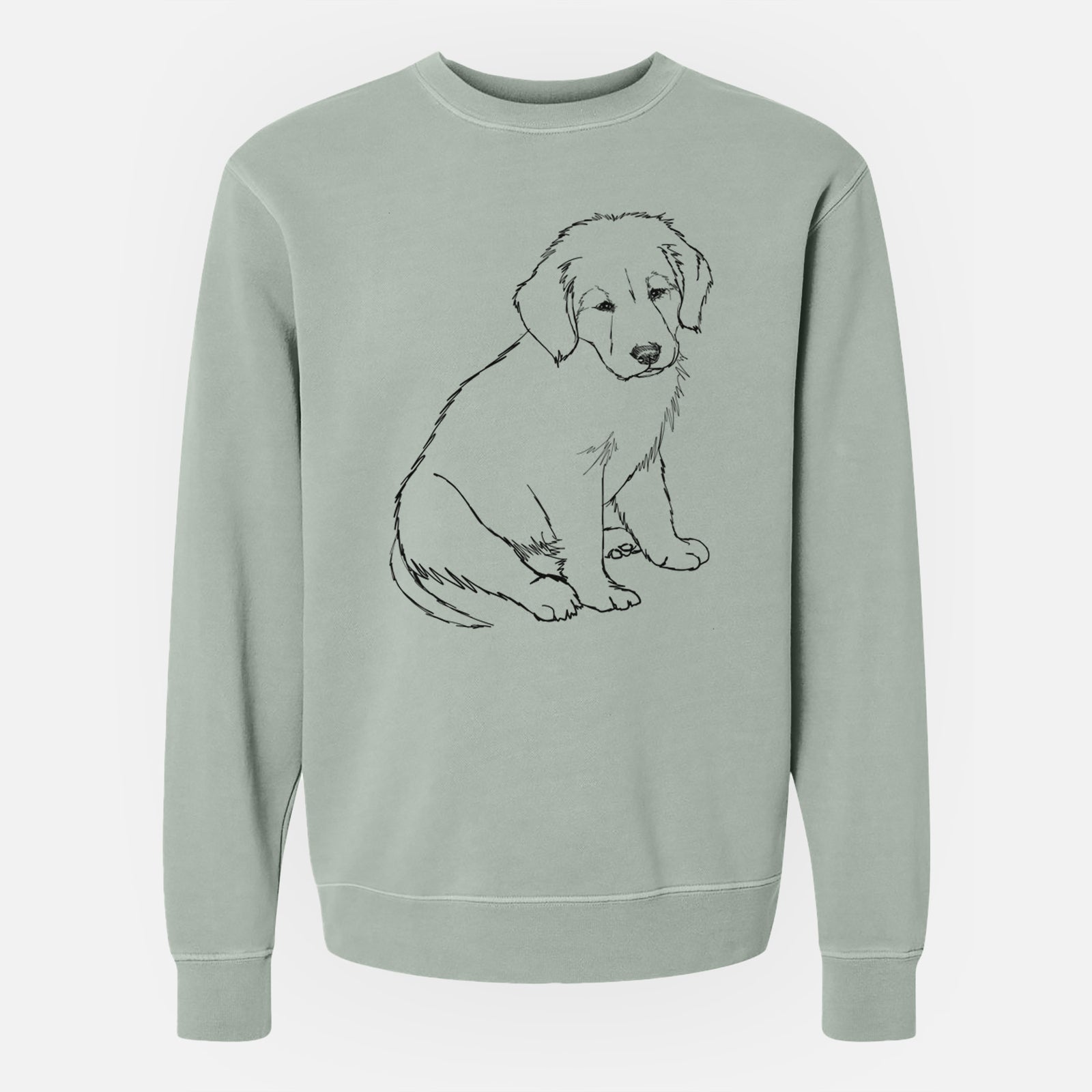 Doodled Jakearoni the Golden Retriever Puppy - Unisex Pigment Dyed Crew Sweatshirt