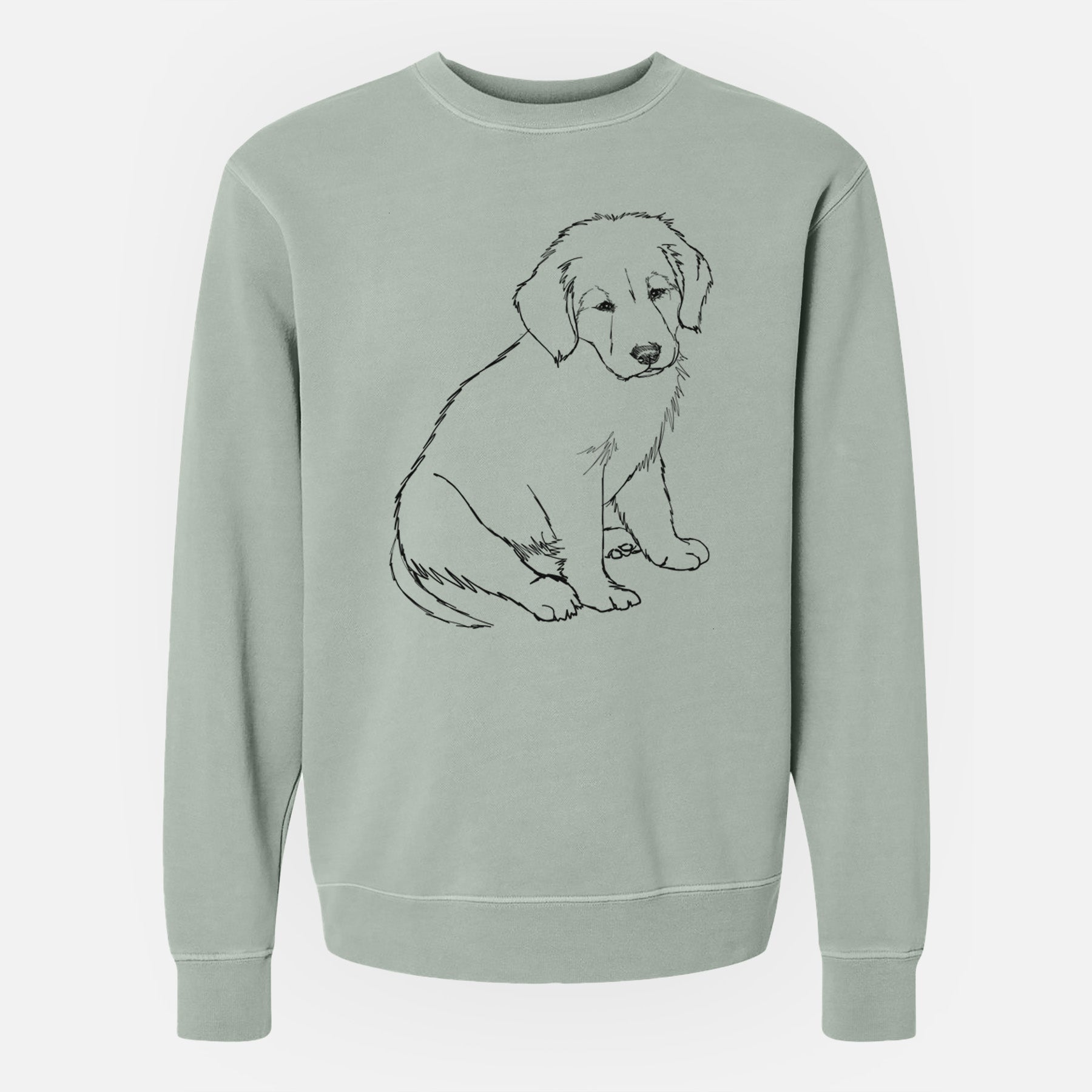 Doodled Jakearoni the Golden Retriever Puppy - Unisex Pigment Dyed Crew Sweatshirt