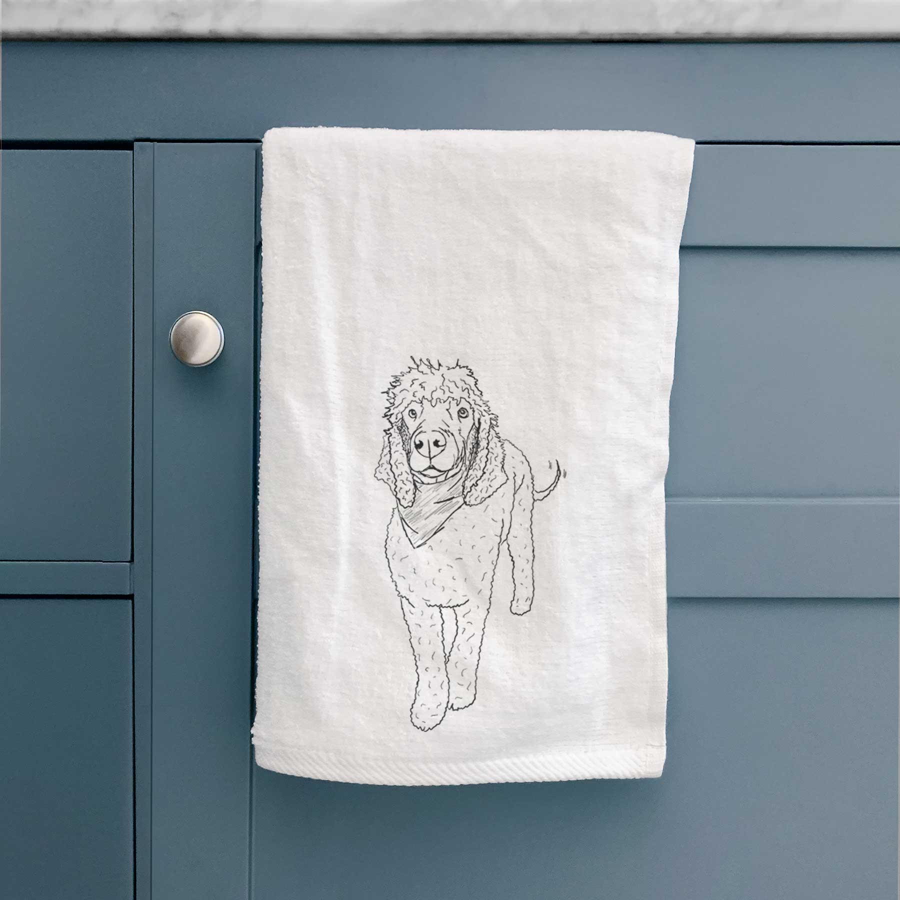 Doodled Jameson the Standard Poodle Decorative Hand Towel