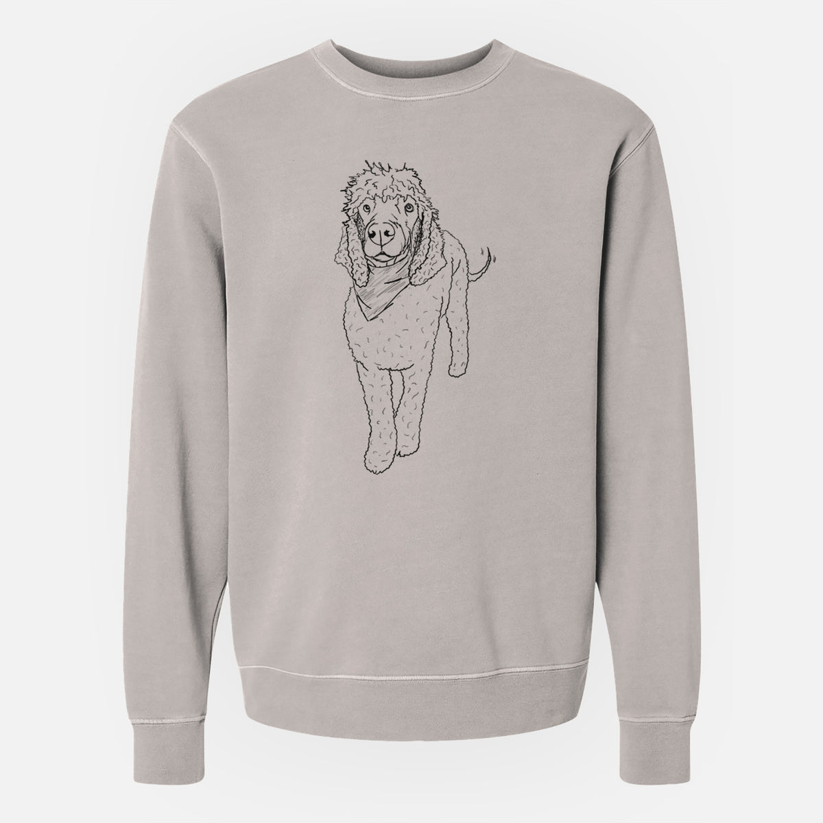 Doodled Jameson the Standard Poodle - Unisex Pigment Dyed Crew Sweatshirt