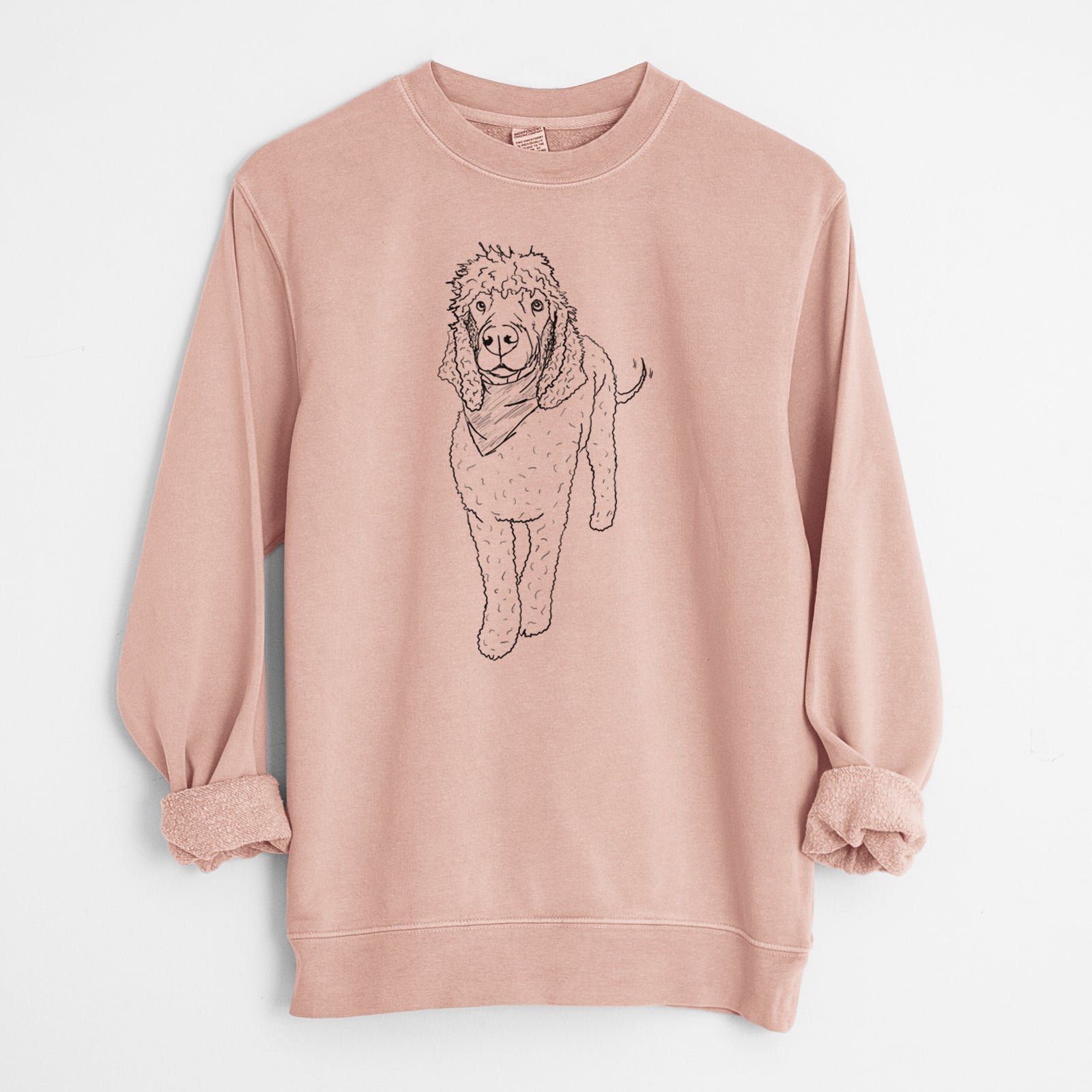 Doodled Jameson the Standard Poodle - Unisex Pigment Dyed Crew Sweatshirt