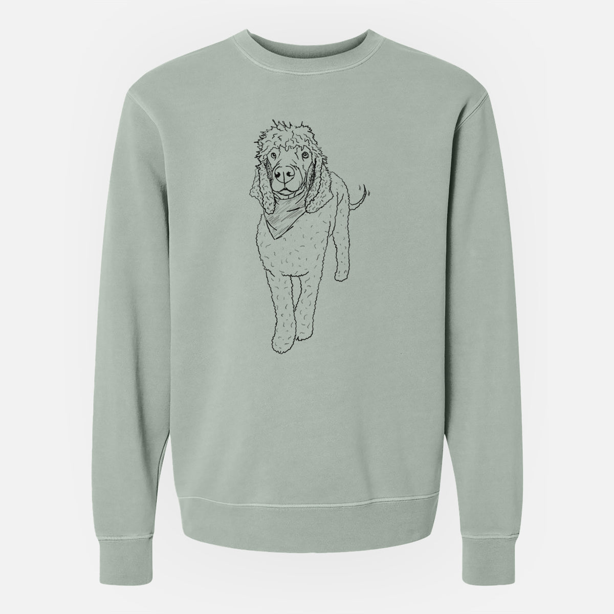 Doodled Jameson the Standard Poodle - Unisex Pigment Dyed Crew Sweatshirt