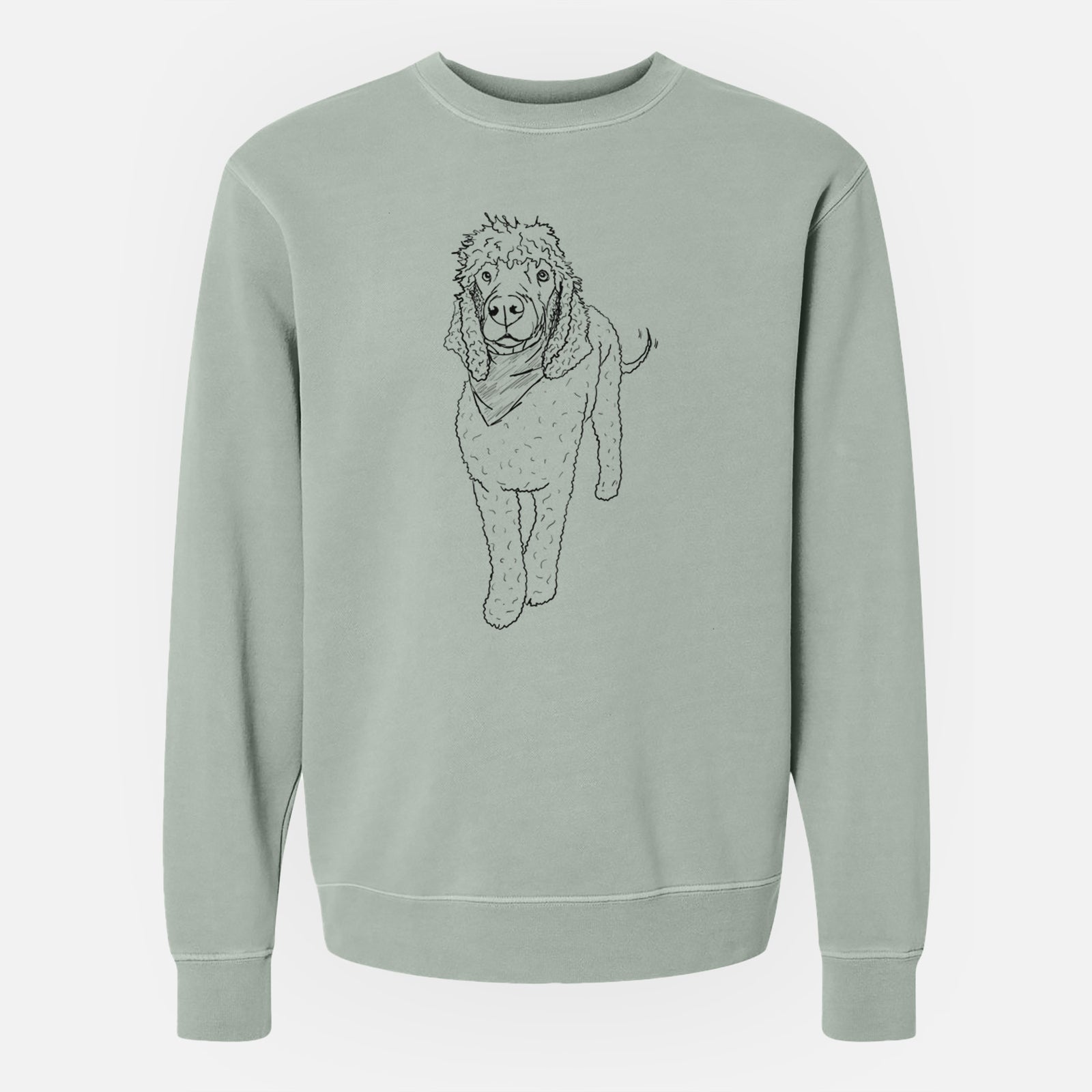 Doodled Jameson the Standard Poodle - Unisex Pigment Dyed Crew Sweatshirt