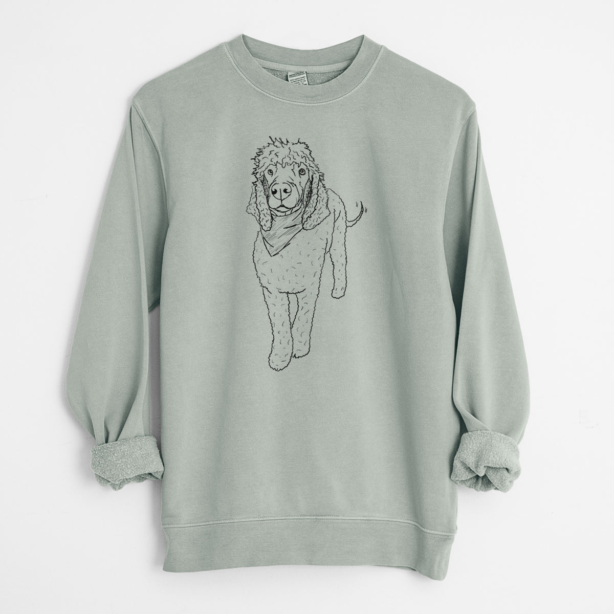 Doodled Jameson the Standard Poodle - Unisex Pigment Dyed Crew Sweatshirt