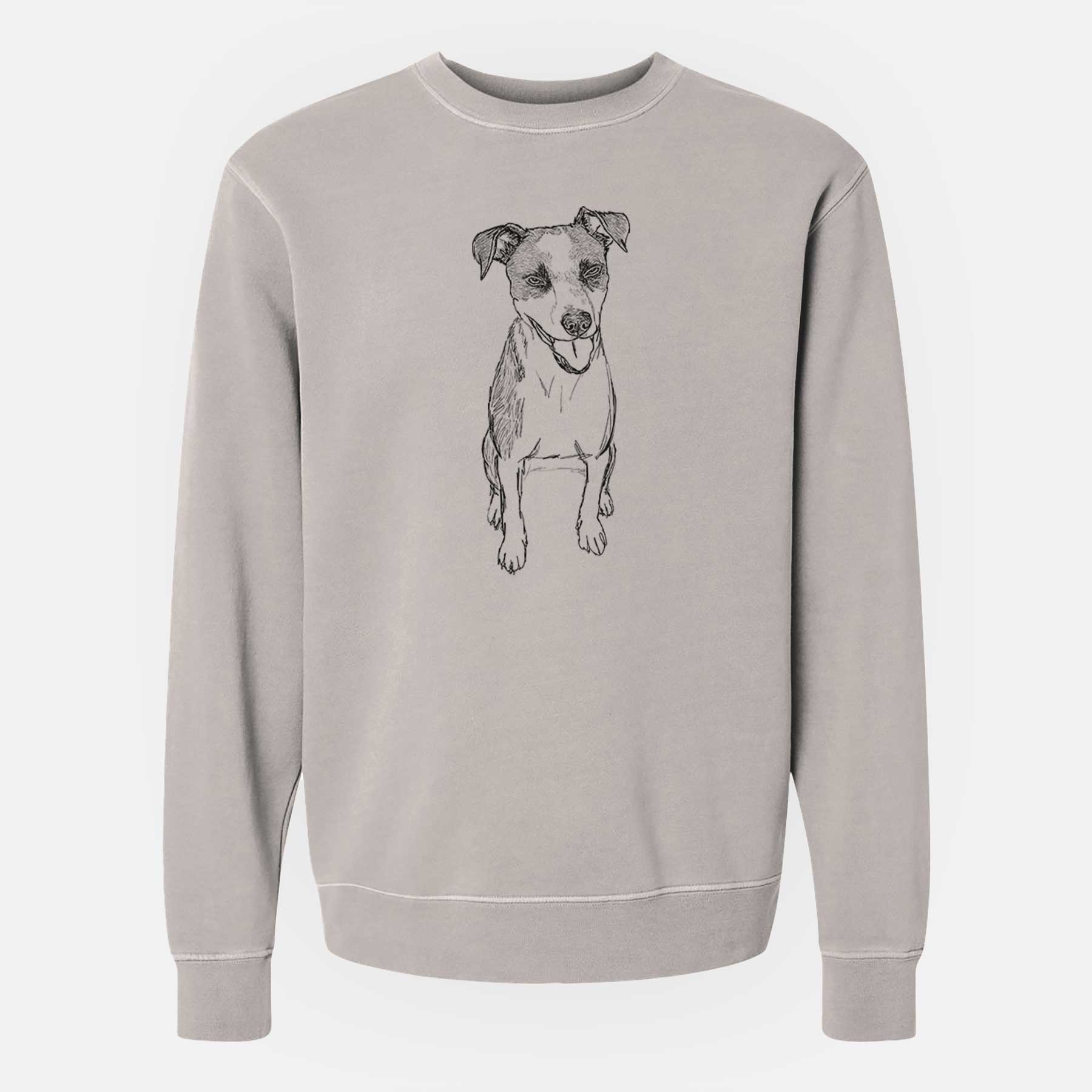 Doodled Jasper the Mixed Breed - Unisex Pigment Dyed Crew Sweatshirt