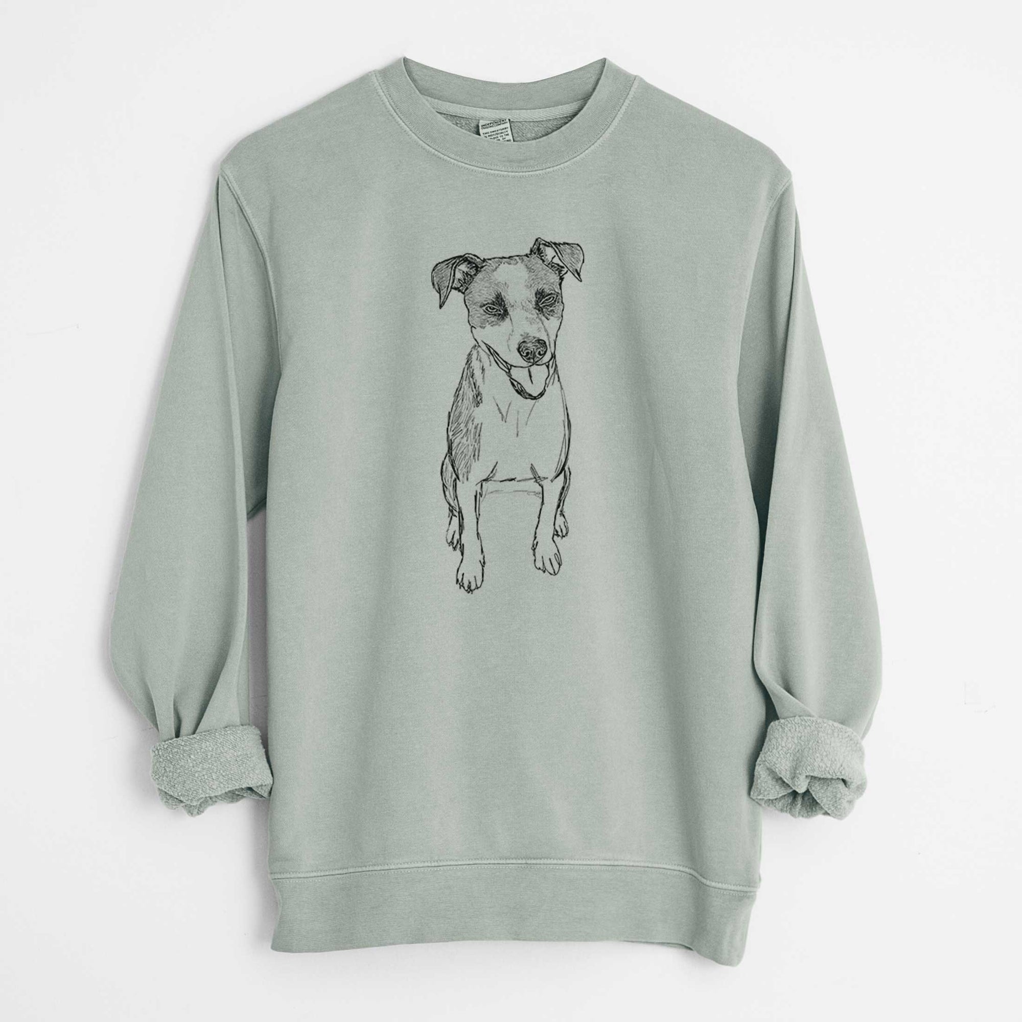 Doodled Jasper the Mixed Breed - Unisex Pigment Dyed Crew Sweatshirt