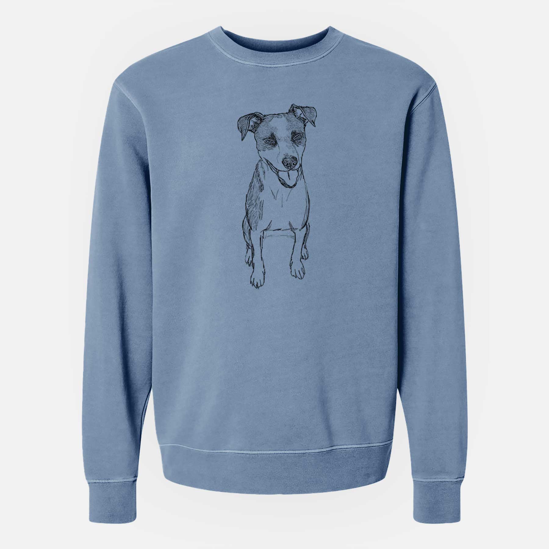 Doodled Jasper the Mixed Breed - Unisex Pigment Dyed Crew Sweatshirt