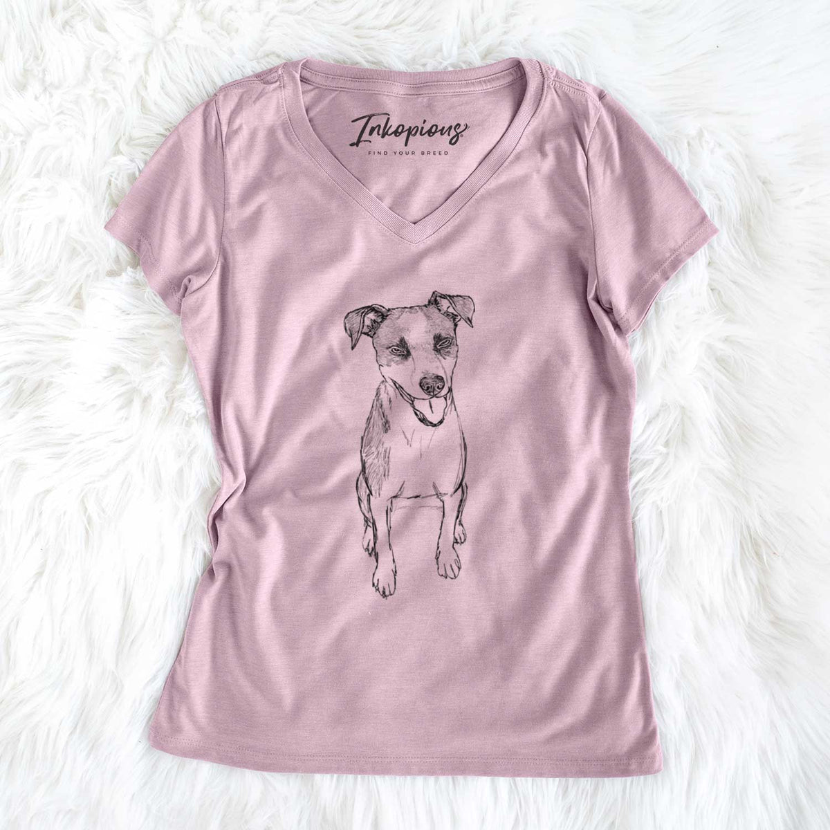 Doodled Jasper the Mixed Breed - Women&#39;s V-neck Shirt