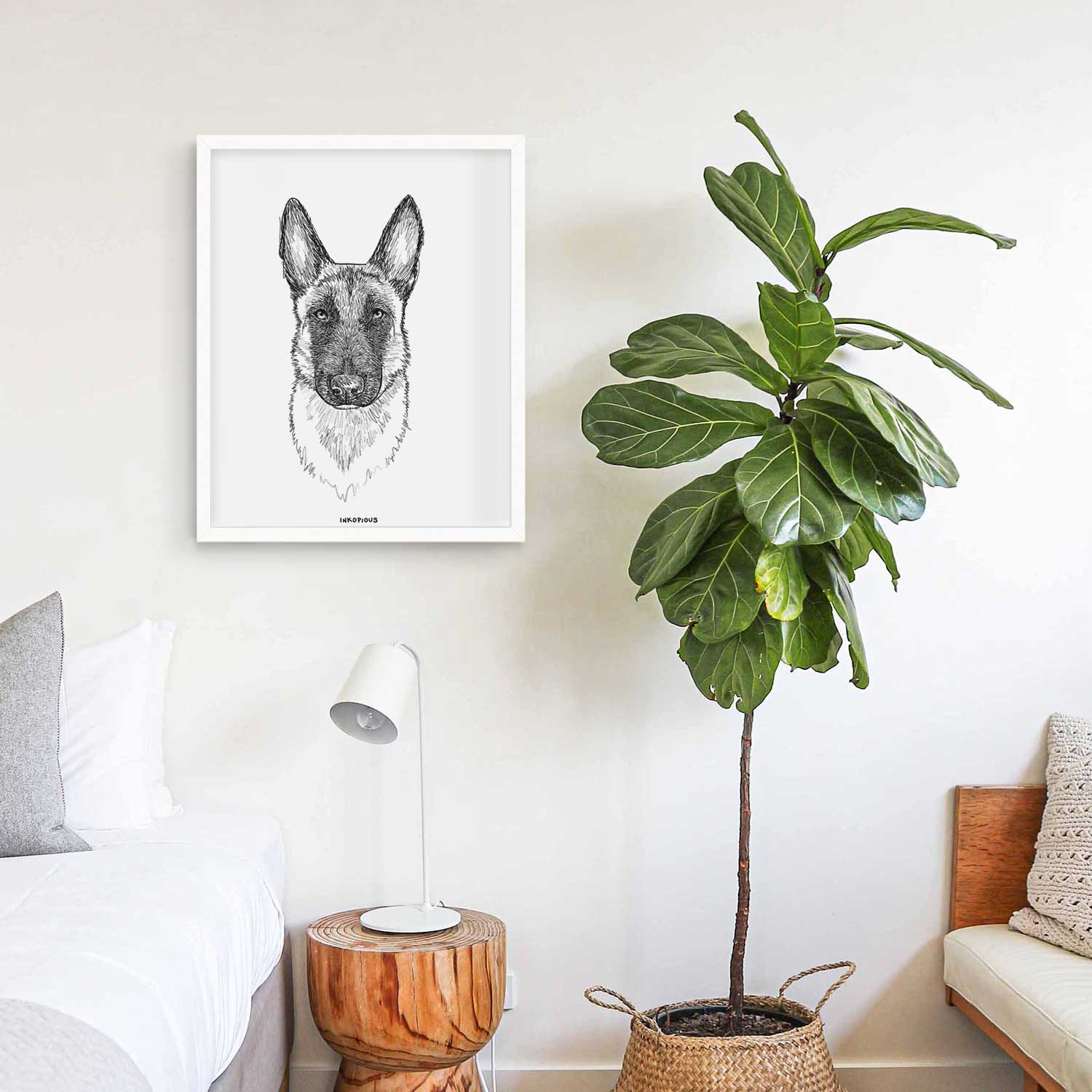 Doodled Jax the Belgian Malinois Art Print