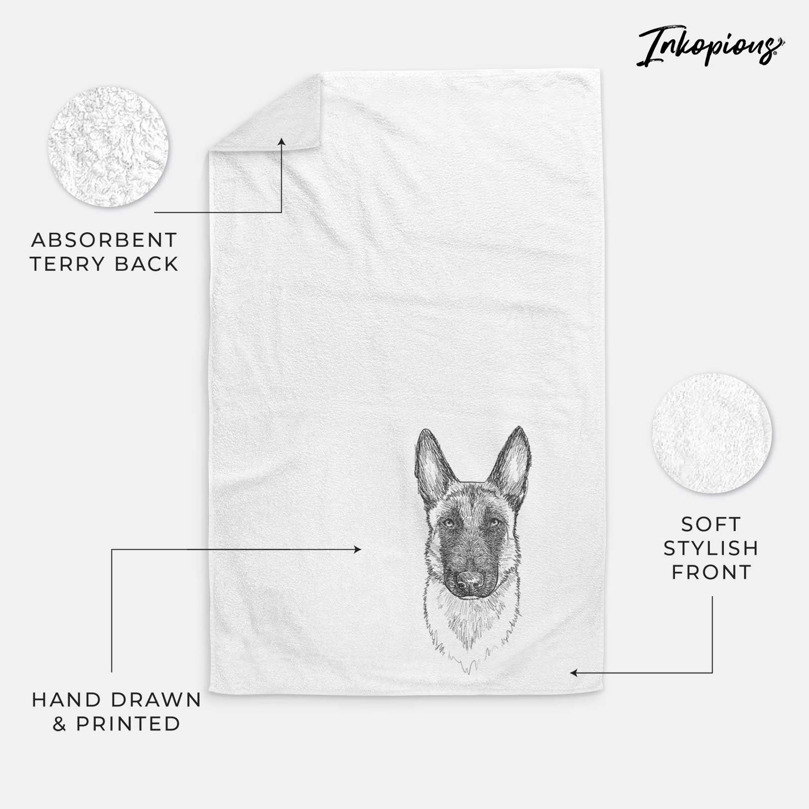 Doodled Jax the Belgian Malinois Decorative Hand Towel