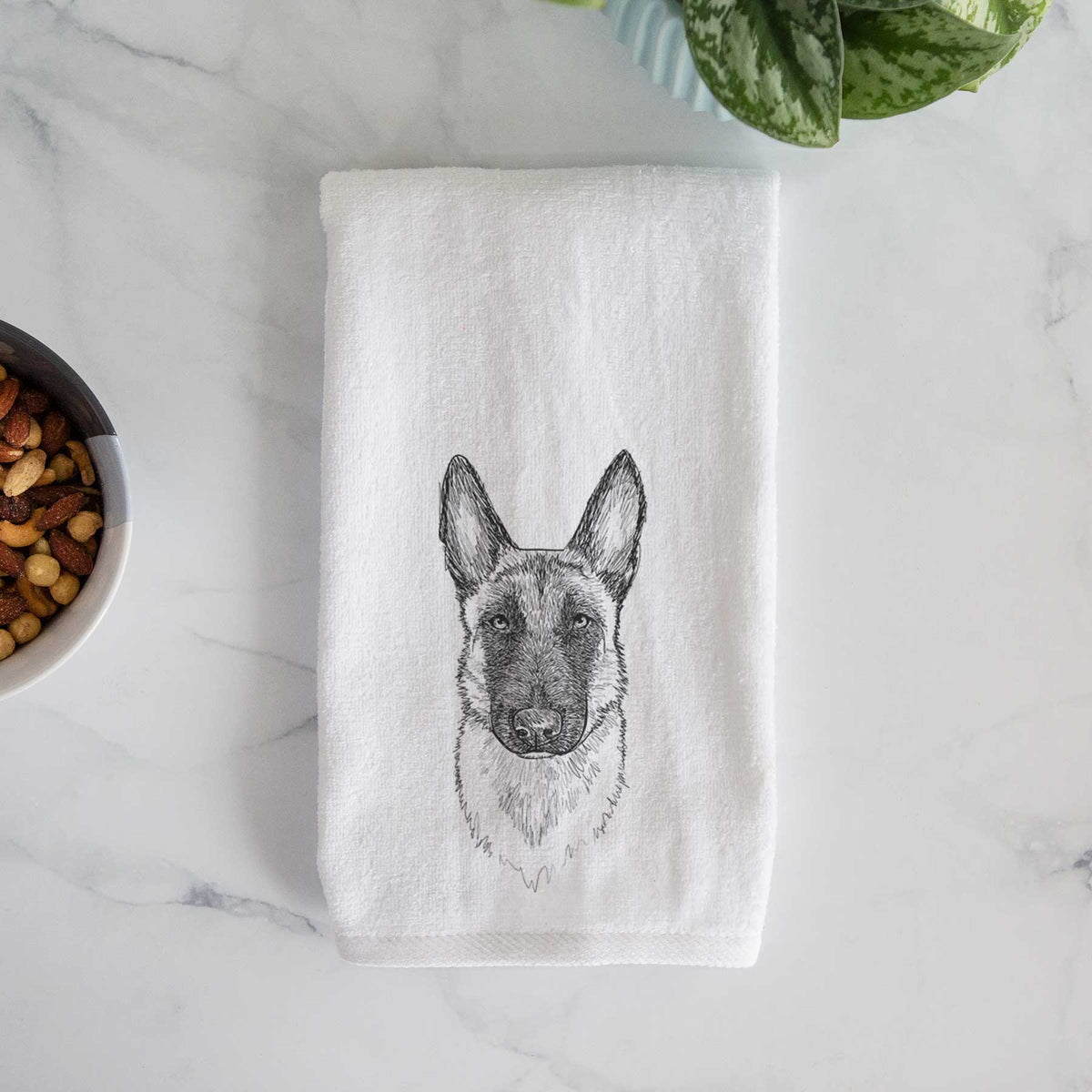 Doodled Jax the Belgian Malinois Decorative Hand Towel