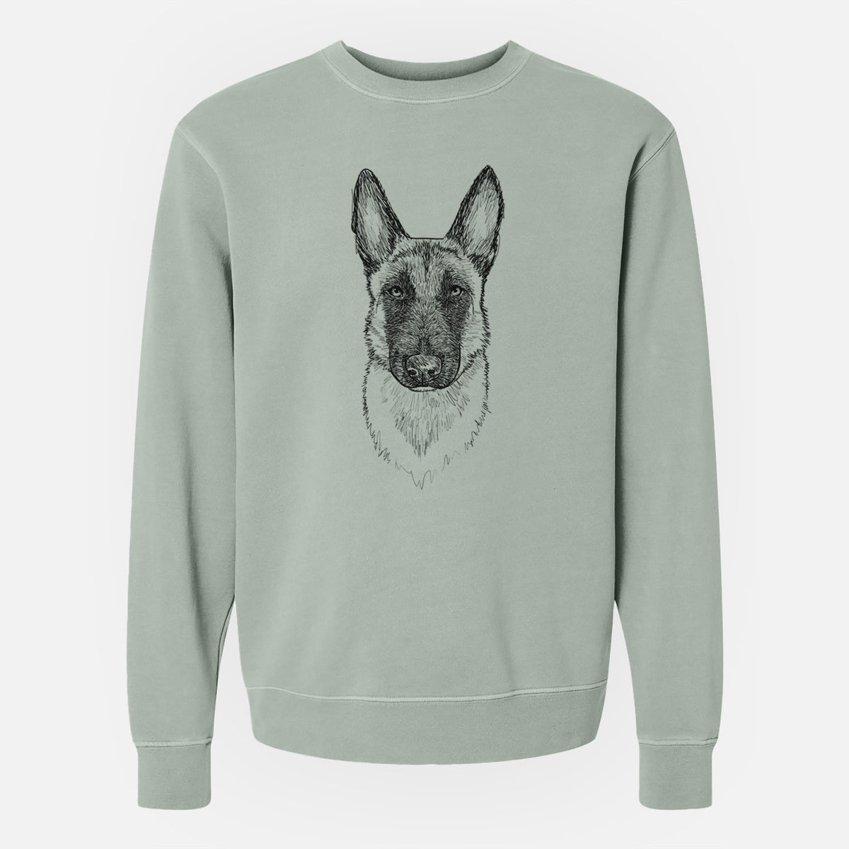 Doodled Jax the Belgian Malinois - Unisex Pigment Dyed Crew Sweatshirt