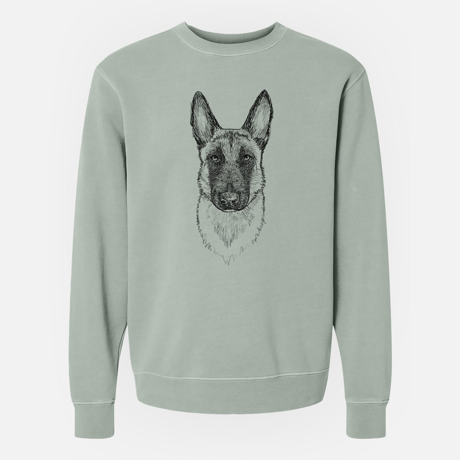 Doodled Jax the Belgian Malinois - Unisex Pigment Dyed Crew Sweatshirt