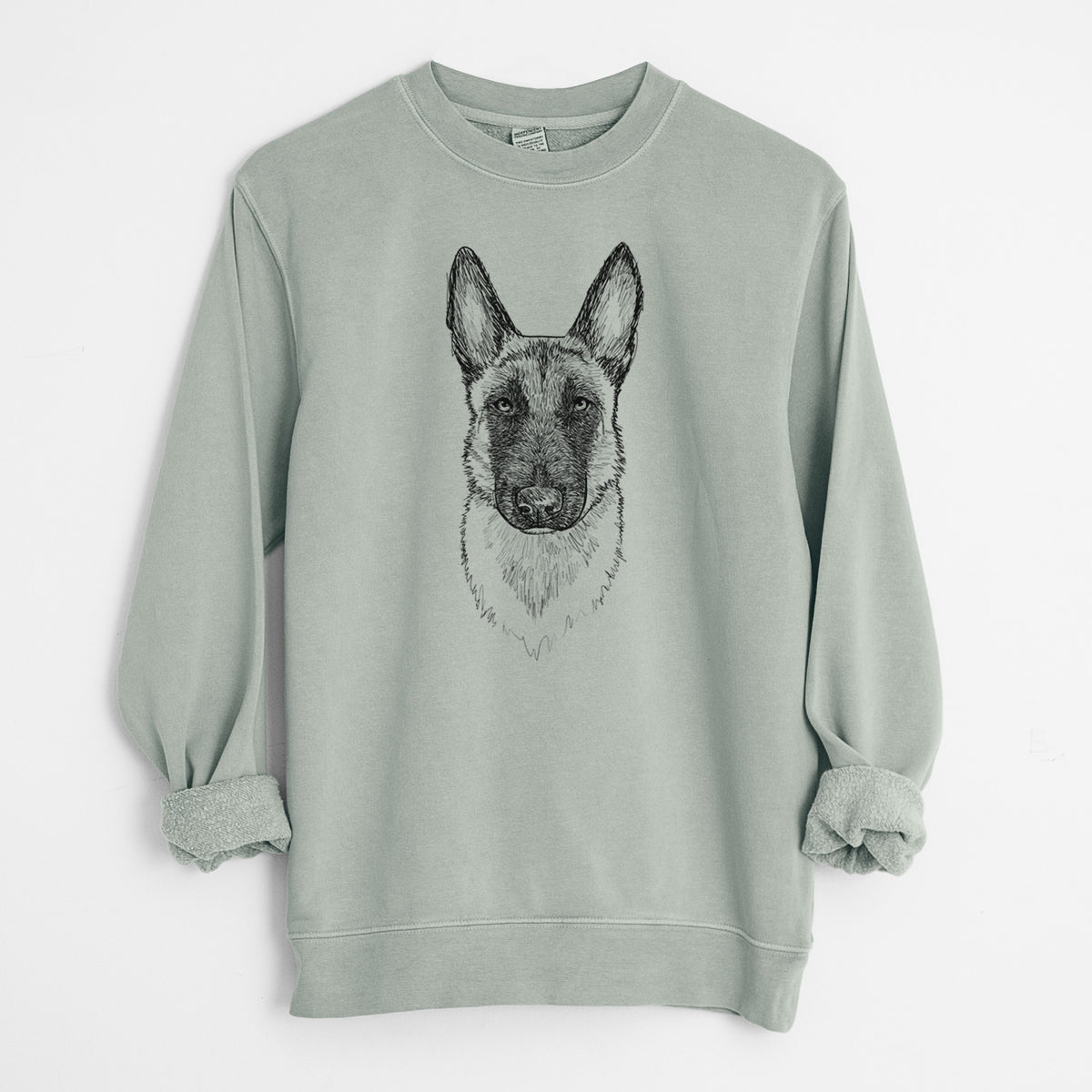 Doodled Jax the Belgian Malinois - Unisex Pigment Dyed Crew Sweatshirt