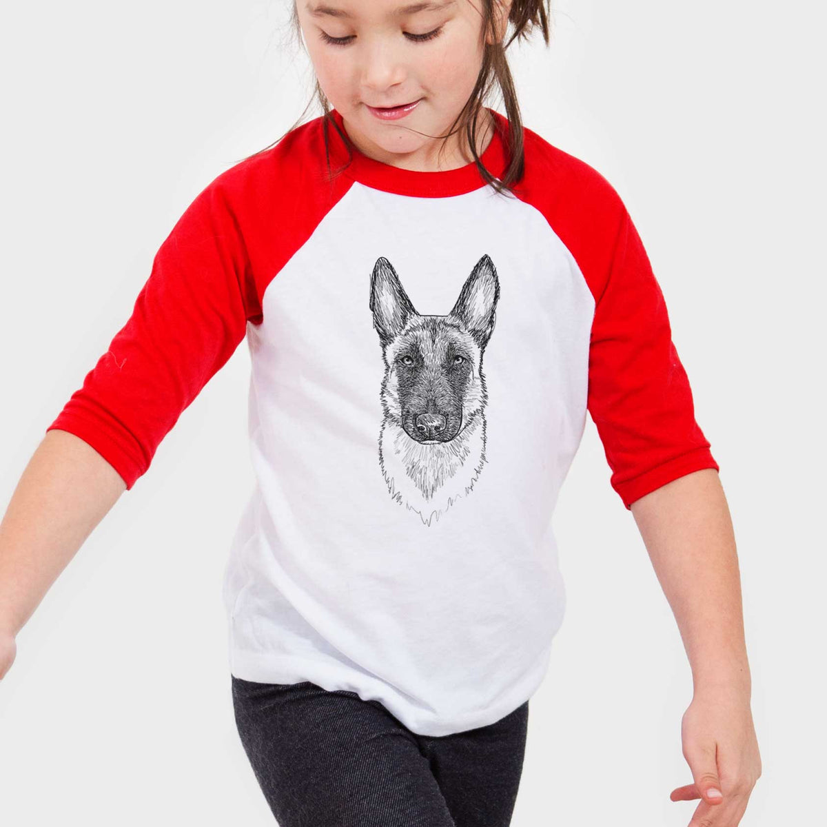 Doodled Jax the Belgian Malinois - Youth 3/4 Long Sleeve