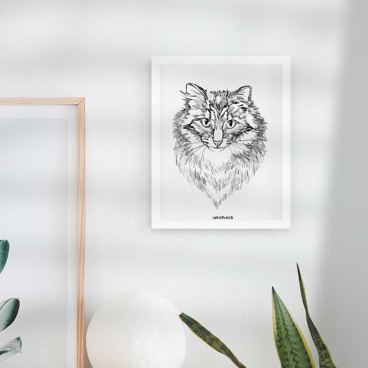 Doodled Jazmine the Long Hair Tabby Cat Art Print