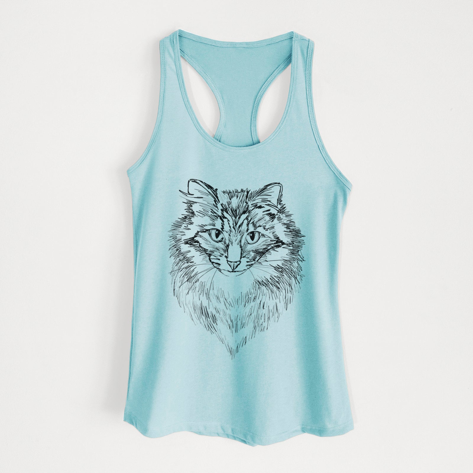 Doodled Jazmine the Long Hair Tabby - Women's Racerback Tanktop