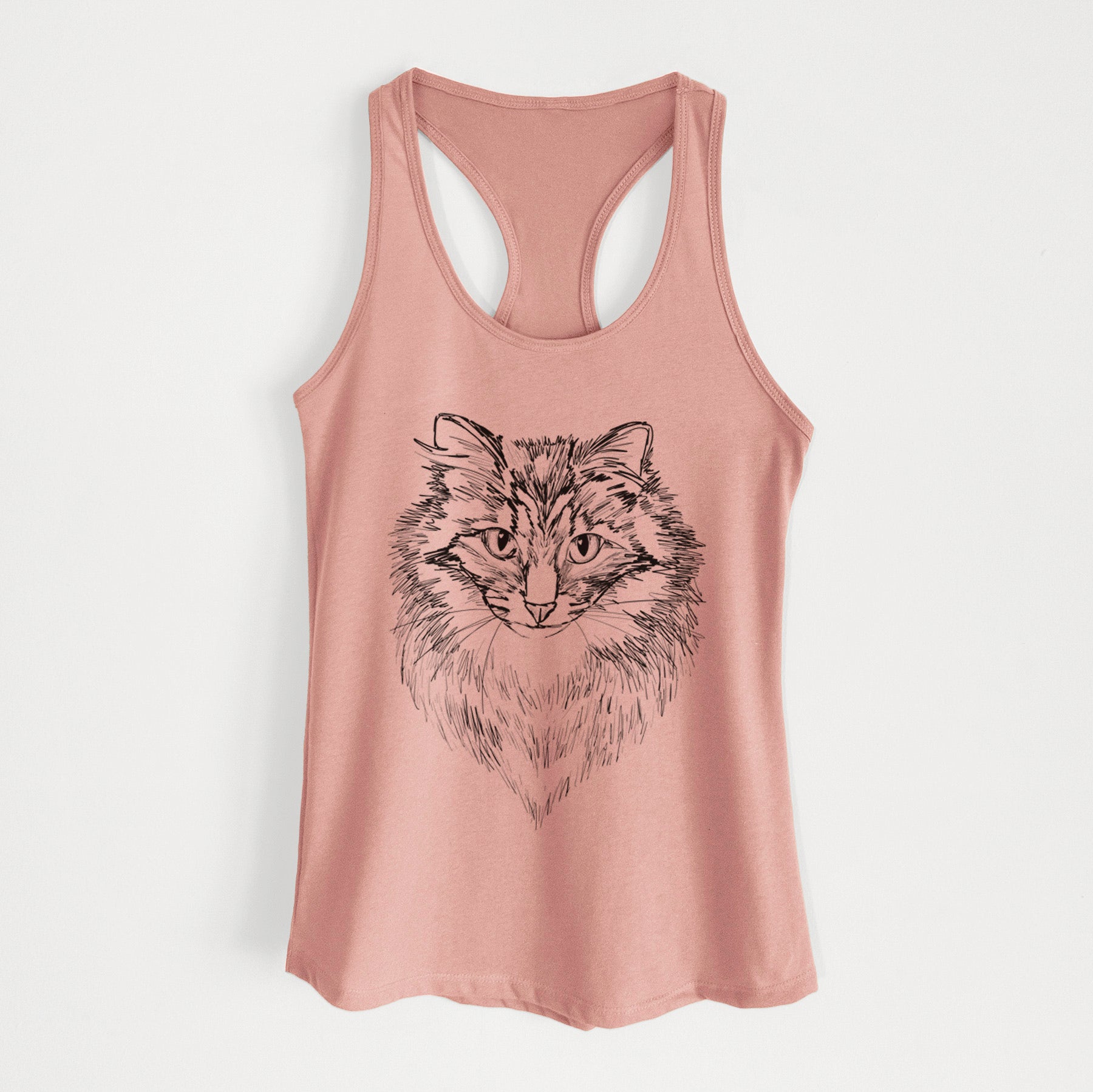 Doodled Jazmine the Long Hair Tabby - Women's Racerback Tanktop