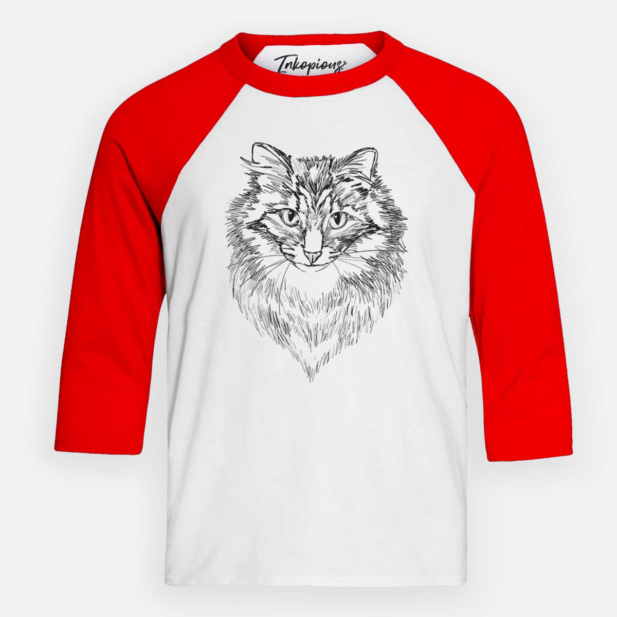 Doodled Jazmine the Long Hair Tabby - Youth 3/4 Long Sleeve
