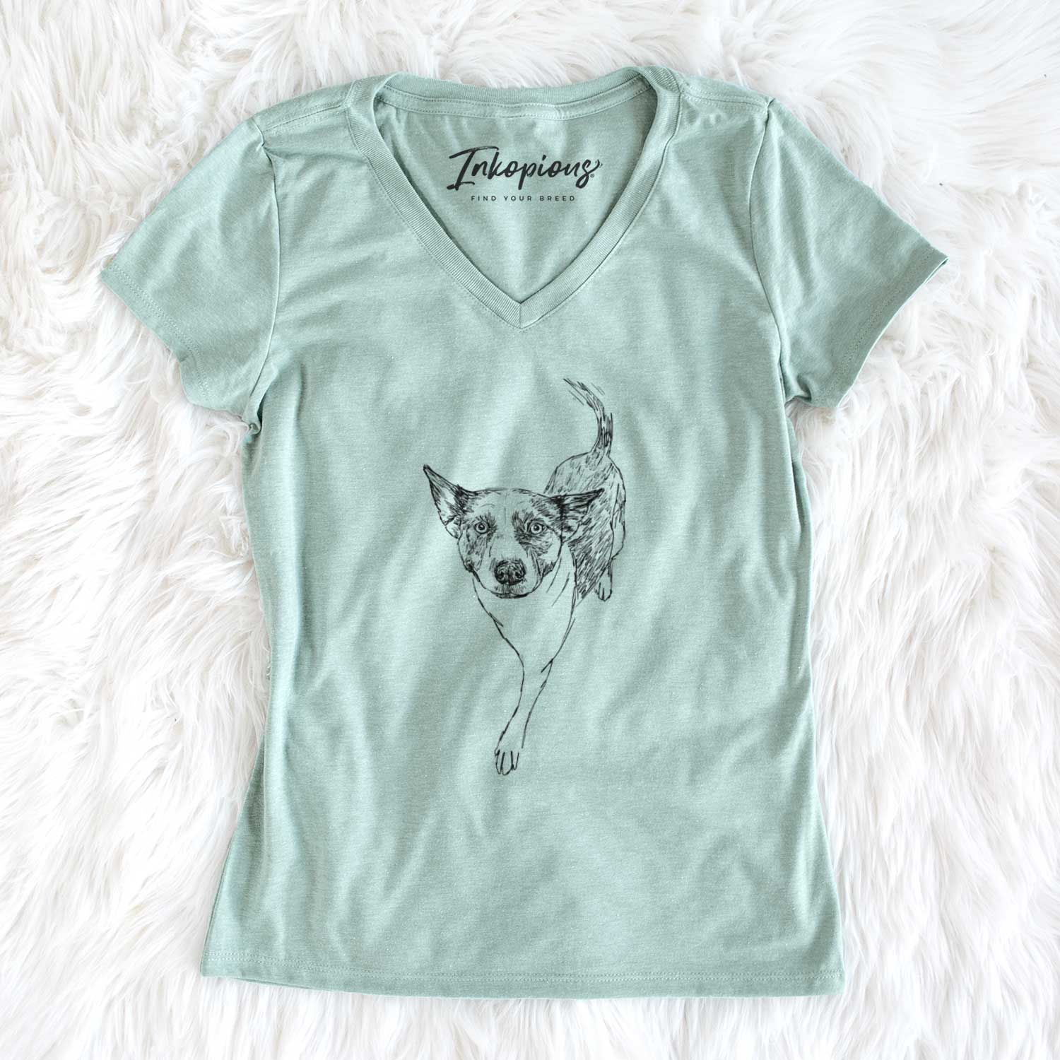 Doodled JellyBean the Mixed Breed - Women's V-neck Shirt